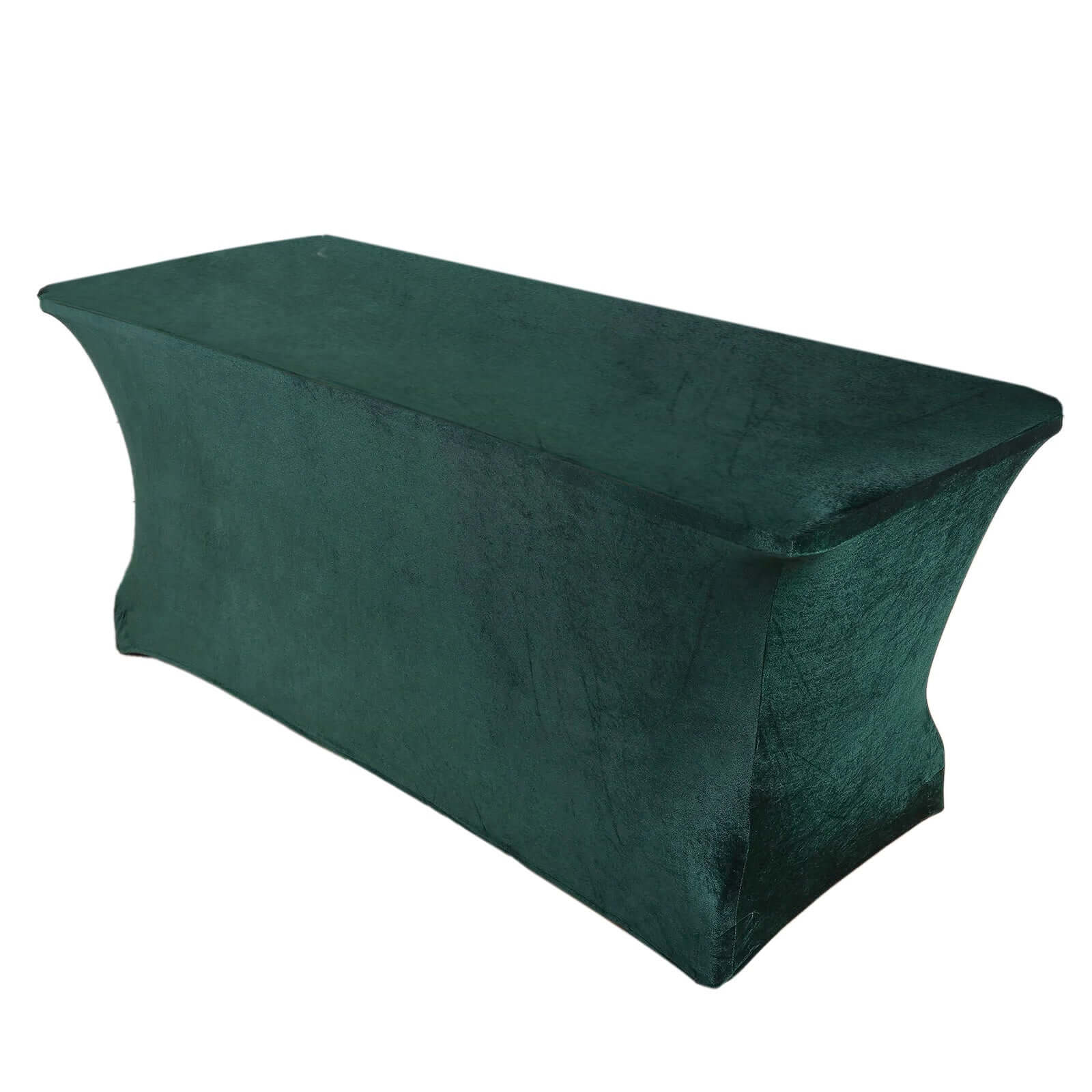 Velvet Spandex 6ft Rectangle Tablecloth Hunter Emerald Green - Fitted Wrinkle-Free Design for 72x30 Tables