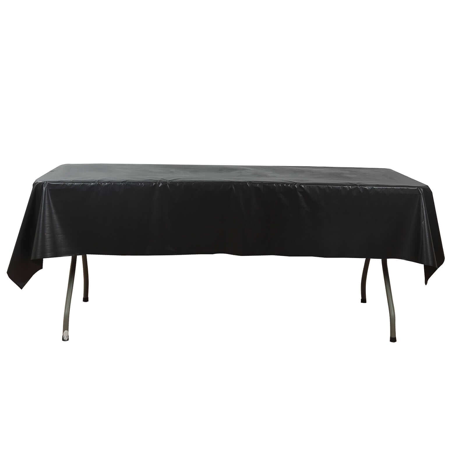 Plastic Table Cover Roll Black with Slide Cutter - Customizable Disposable Tablecloth Roll 54x300ft