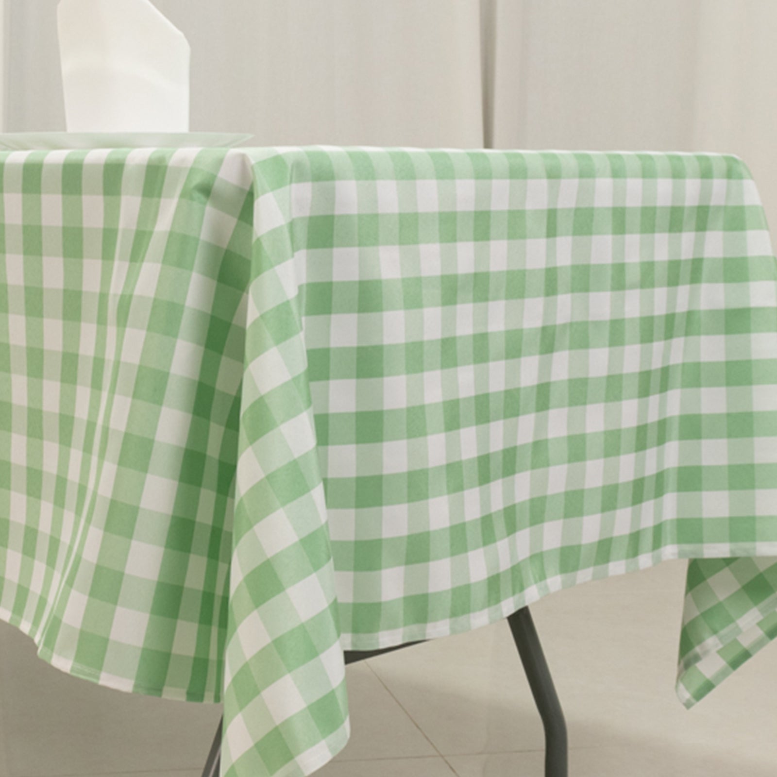 Polyester 60x102 Rectangle Tablecloth White/Sage Green - Checkered Buffalo Plaid Table Cover