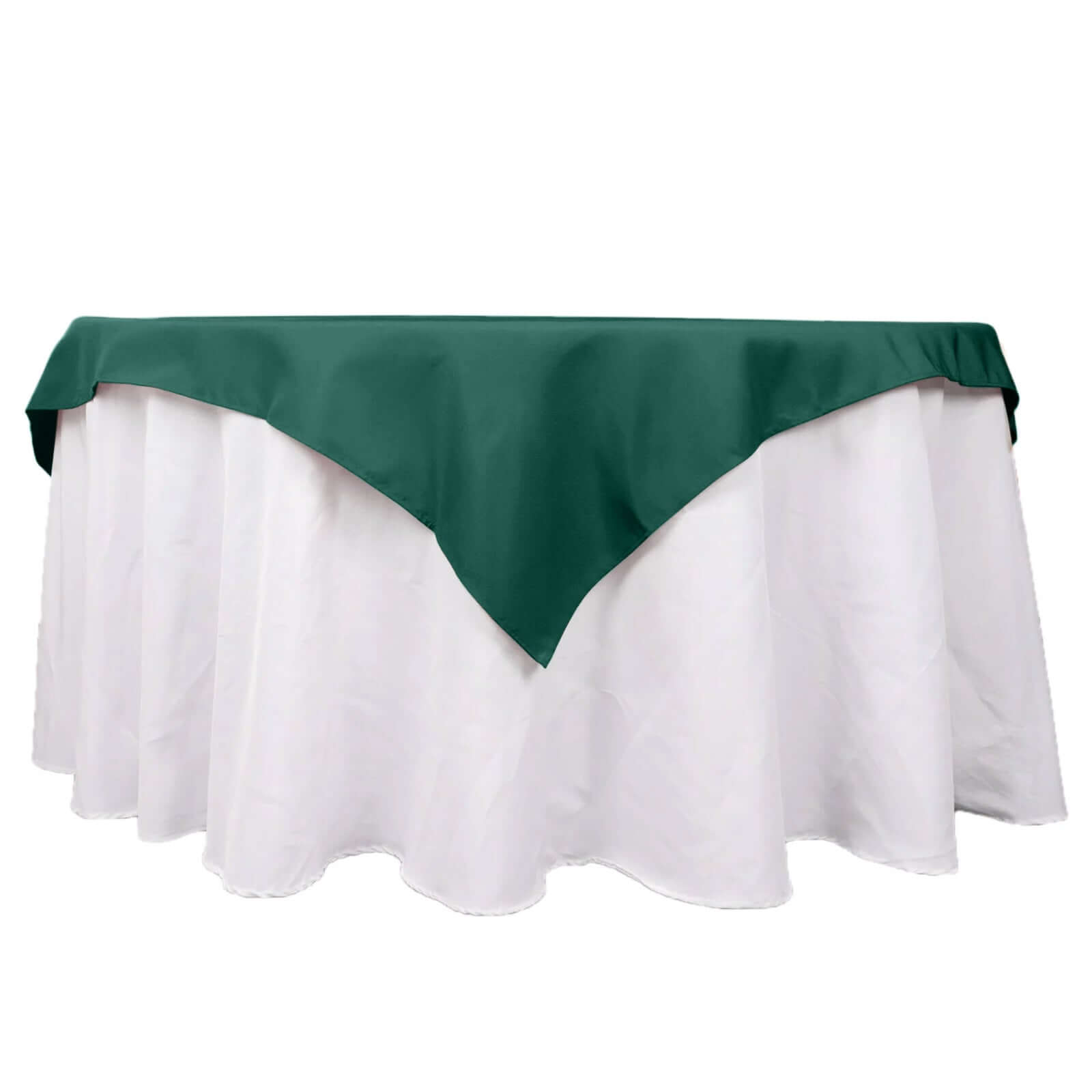 Premium Polyester 54x54 Table Overlay Square Tablecloth Hunter Emerald Green - 220GSM Stain and Wrinkle-Resistant Table Topper