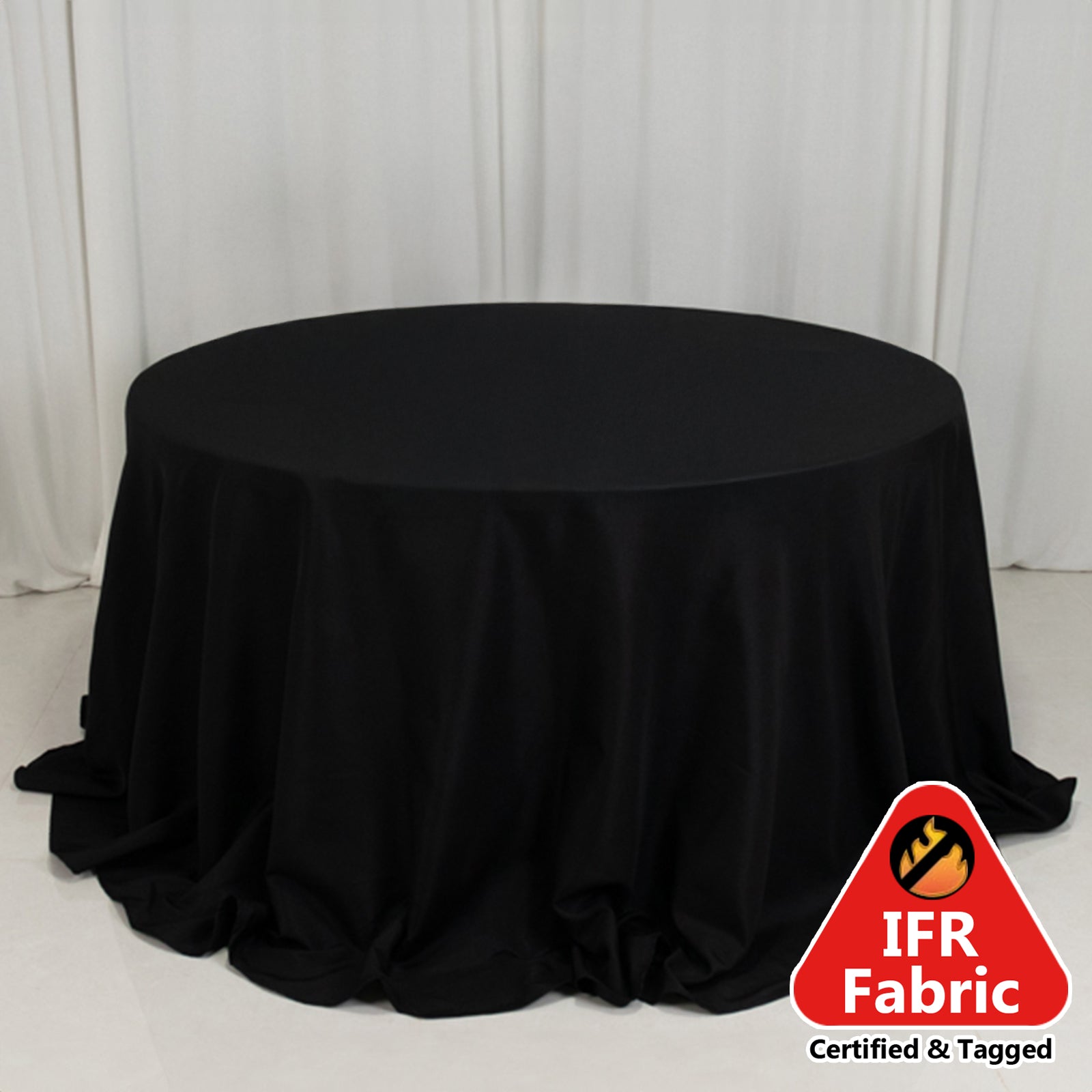 Fire Retardant Premium Polyester 132 Round Tablecloth Black - High-Performance Seamless Table Cover