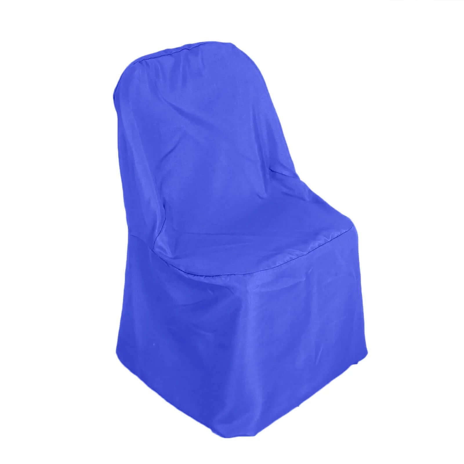 10 Pack Polyester Chair Covers for Folding Chairs Royal Blue - Wrinkle-Free Stain-Resistant Slip-On Slipcovers