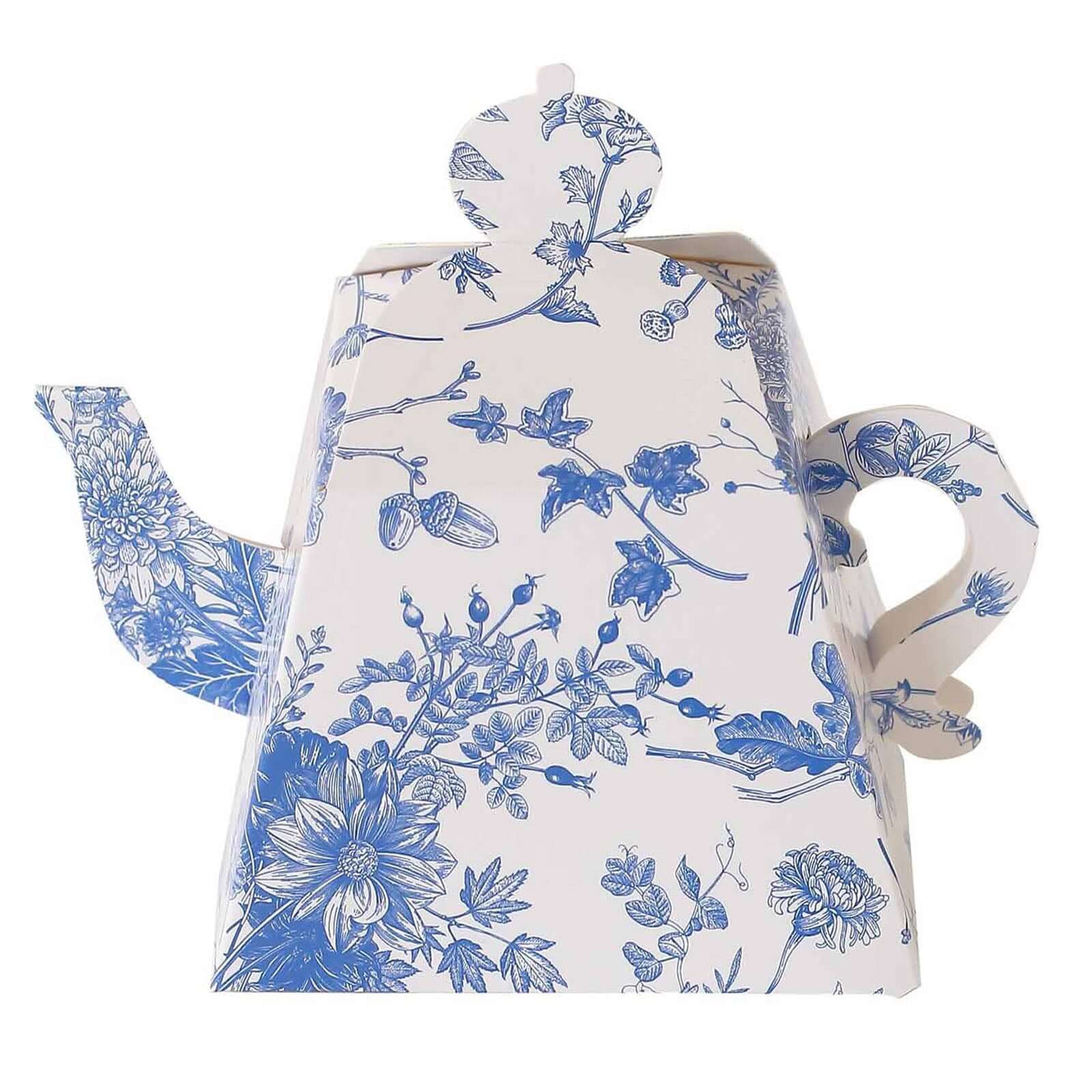 25 Pack White Blue Mini Teapot Party Favor Boxes in French Toile Pattern, Tea Time Gift Boxes - 5x4