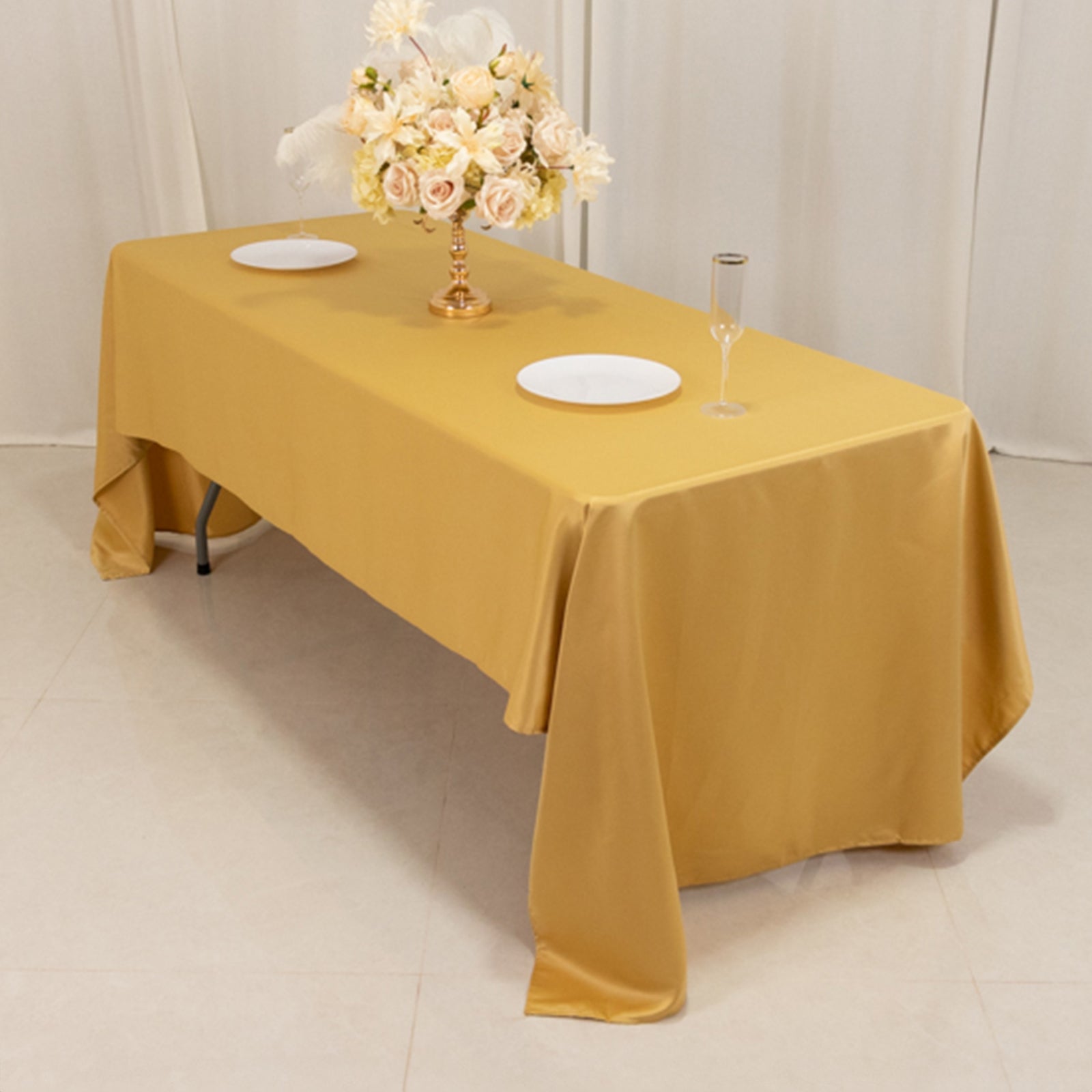 Lamour Satin 60x126 Rectangle Tablecloth Champagne - Soft & Silk-Like Table Cover