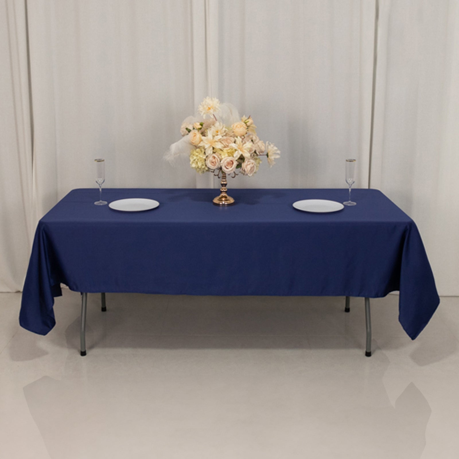 Lamour Satin 60x102 Rectangle Tablecloth Navy Blue - Durable & Silky Soft Feel Table Cover