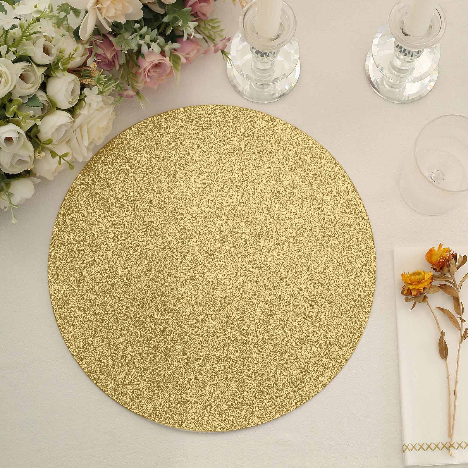 20-Pack Disposable Table Placemats in Gold Glitter - 210GSM Paper Placemats for Classy Events 13