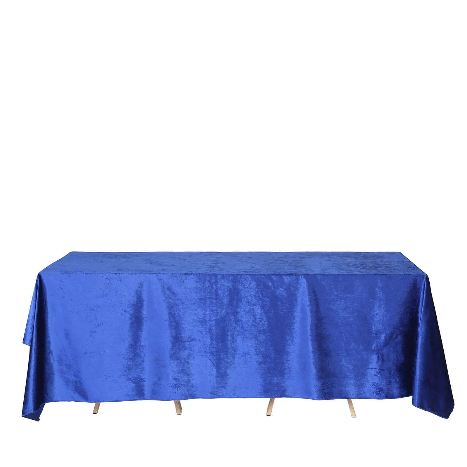 Premium Velvet 90x132 Rectangle Tablecloth Royal Blue - Reusable Soft & Seamless Table Cover