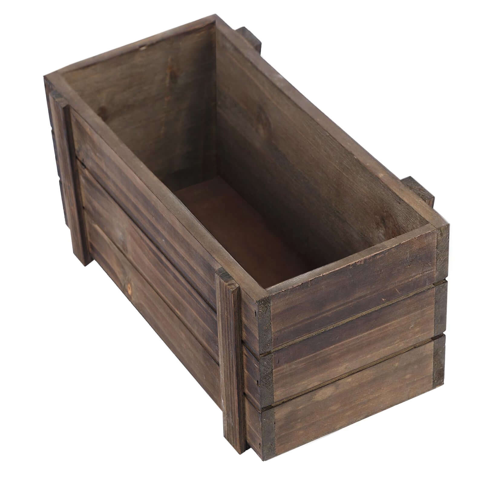 Rustic Wood Planter Boxes Smoked Brown 2-Pack - Perfect Natural Decor with Removable Plastic Liners for Weddings 10x5