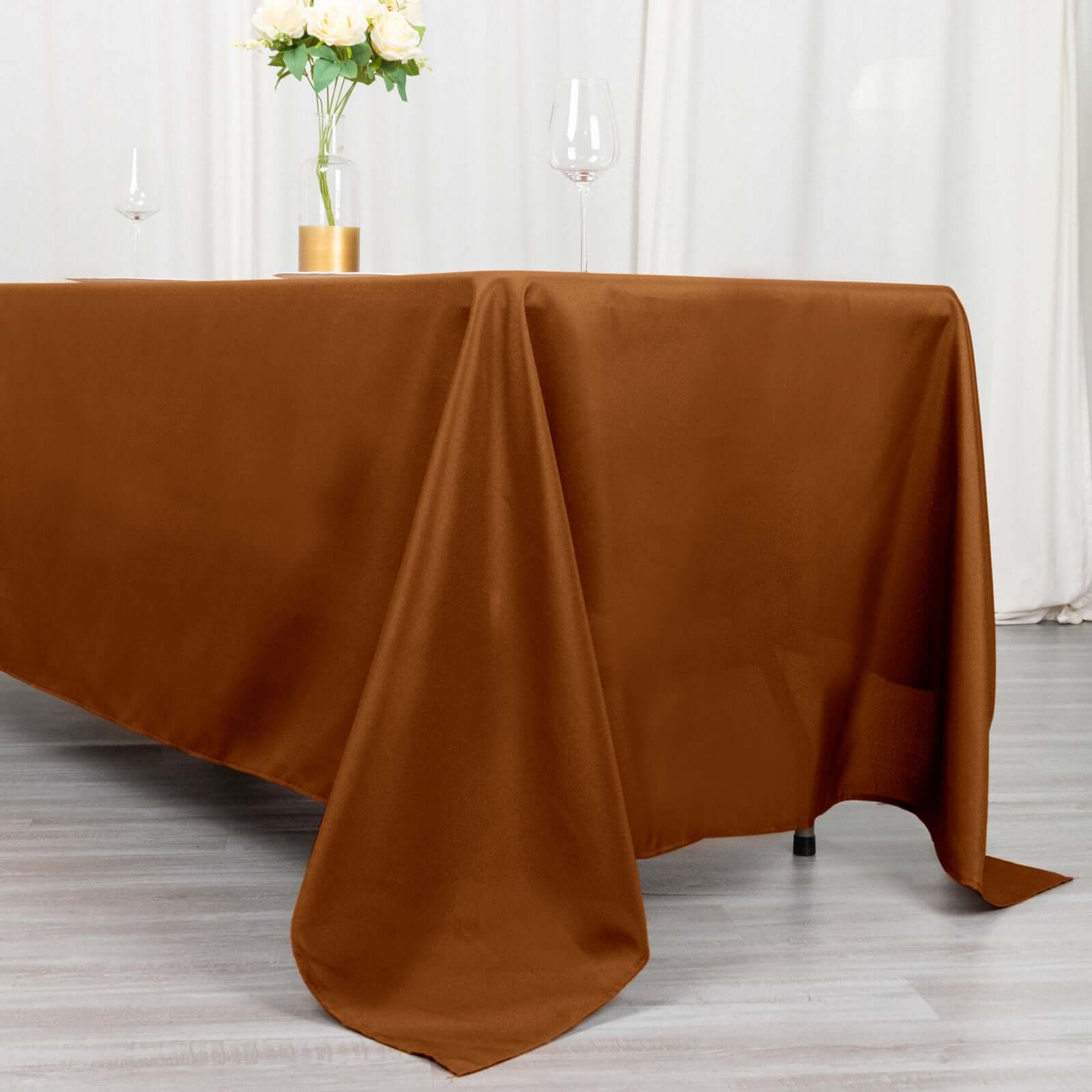 Polyester 72x120 Rectangle Tablecloth Cinnamon Brown - Durable and Stylish Table Cover