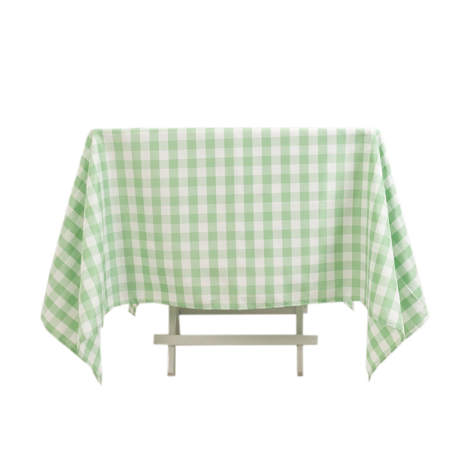 Polyester 70x70 Square Tablecloth White/Sage Green - Checkered Buffalo Plaid Table Cover