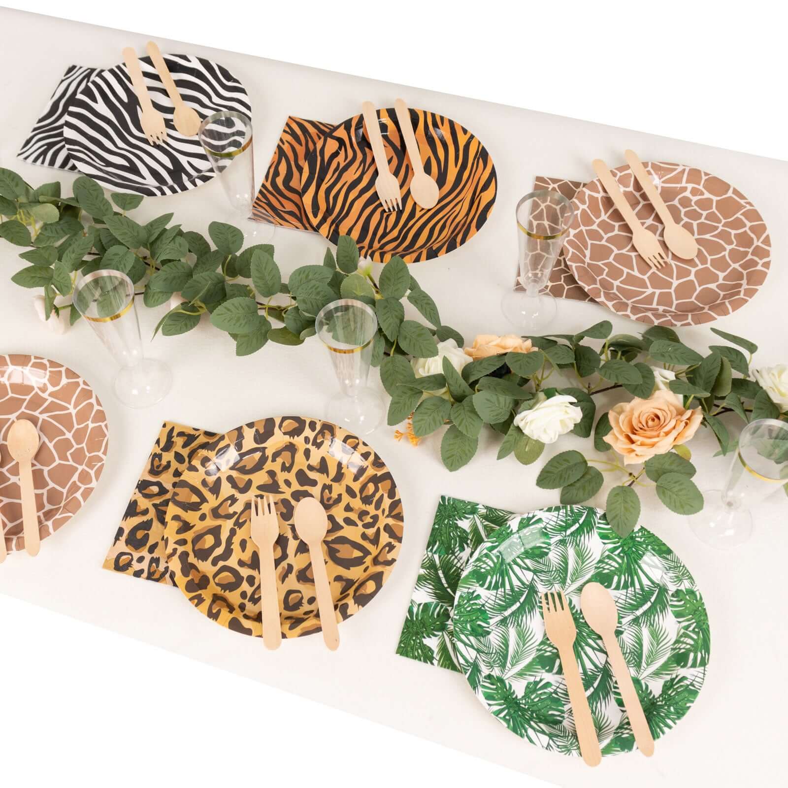 60 Pcs Paper Dinnerware Set with Animal Safari Print - Jungle Theme Party Plates and Napkins for 30 Guests