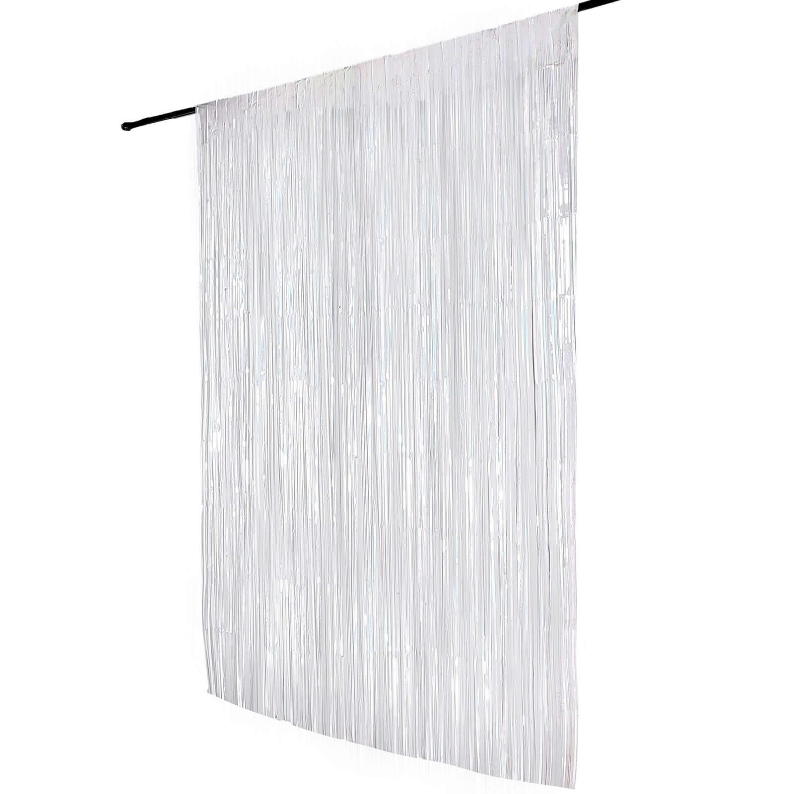 8ft Iridescent Metallic Tinsel Foil Fringe Doorway Curtain Party Backdrop