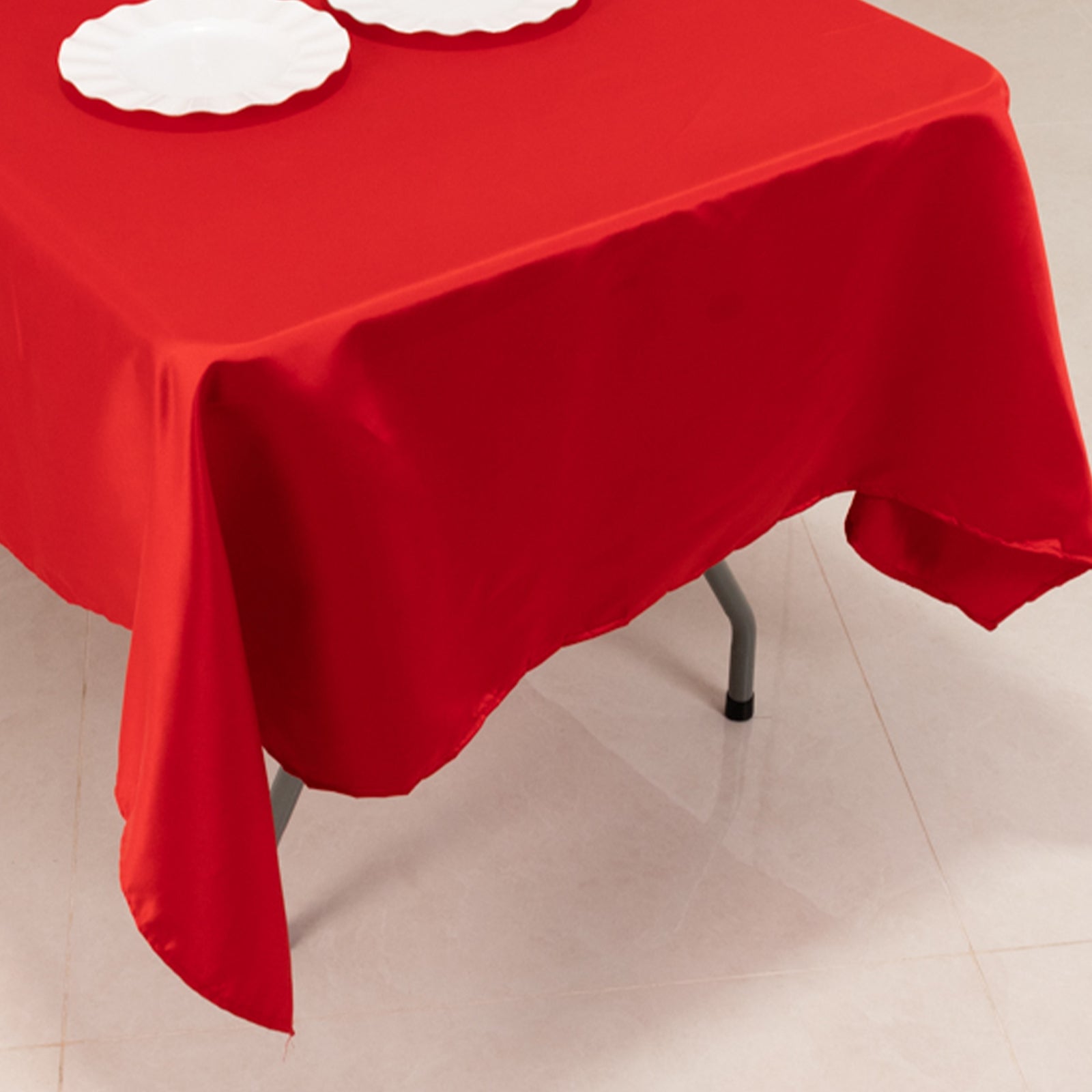 Lamour Satin 60x102 Rectangle Tablecloth Red - Durable & Silky Soft Feel Table Cover