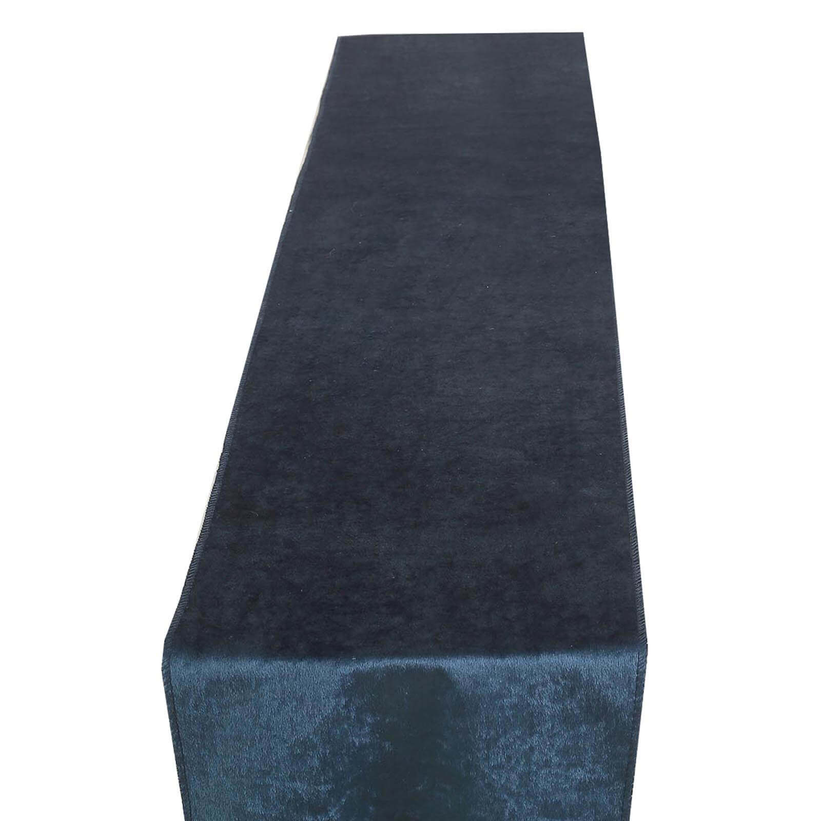 Premium Velvet 12x108 Table Runner Navy Blue - Sheen Finish Reusable Table Decor