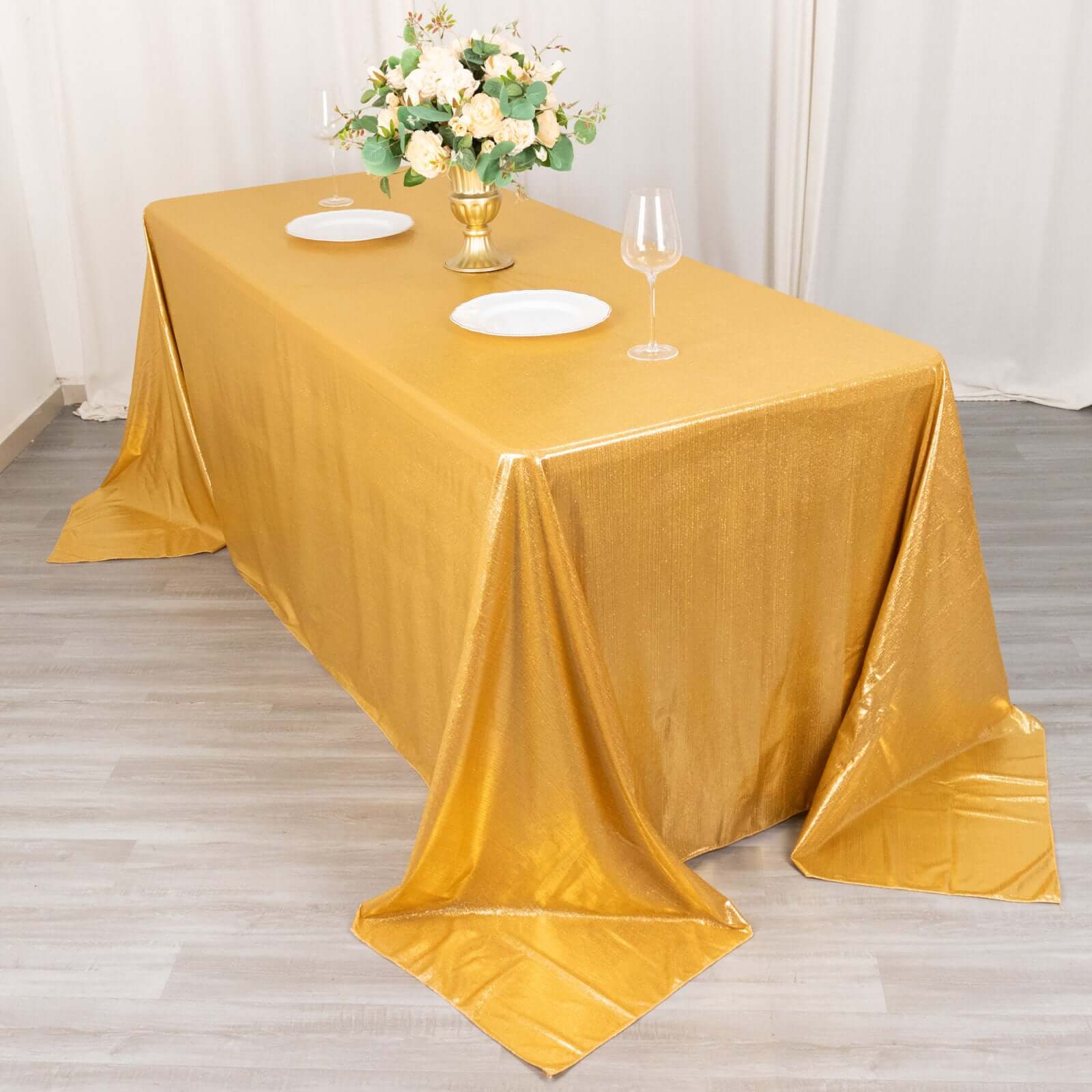 Sequin Dots Polyester 90x132 Rectangle Tablecloth Shimmering Gold - Seamless, Glittering & Wrinkle Free Table Cover for Stylish Event Decor