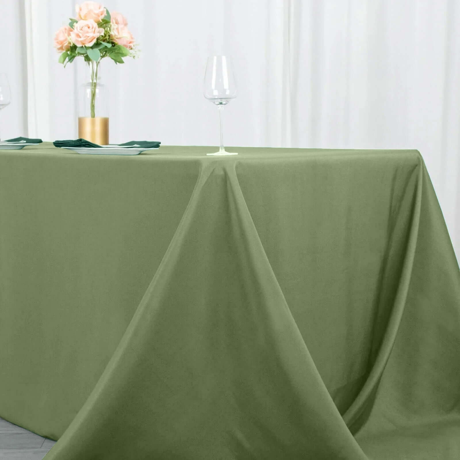 Premium Polyester 90x132 Rectangle Tablecloth Dusty Sage Green - Seamless 220GSM Stain-Resistant Table Cover