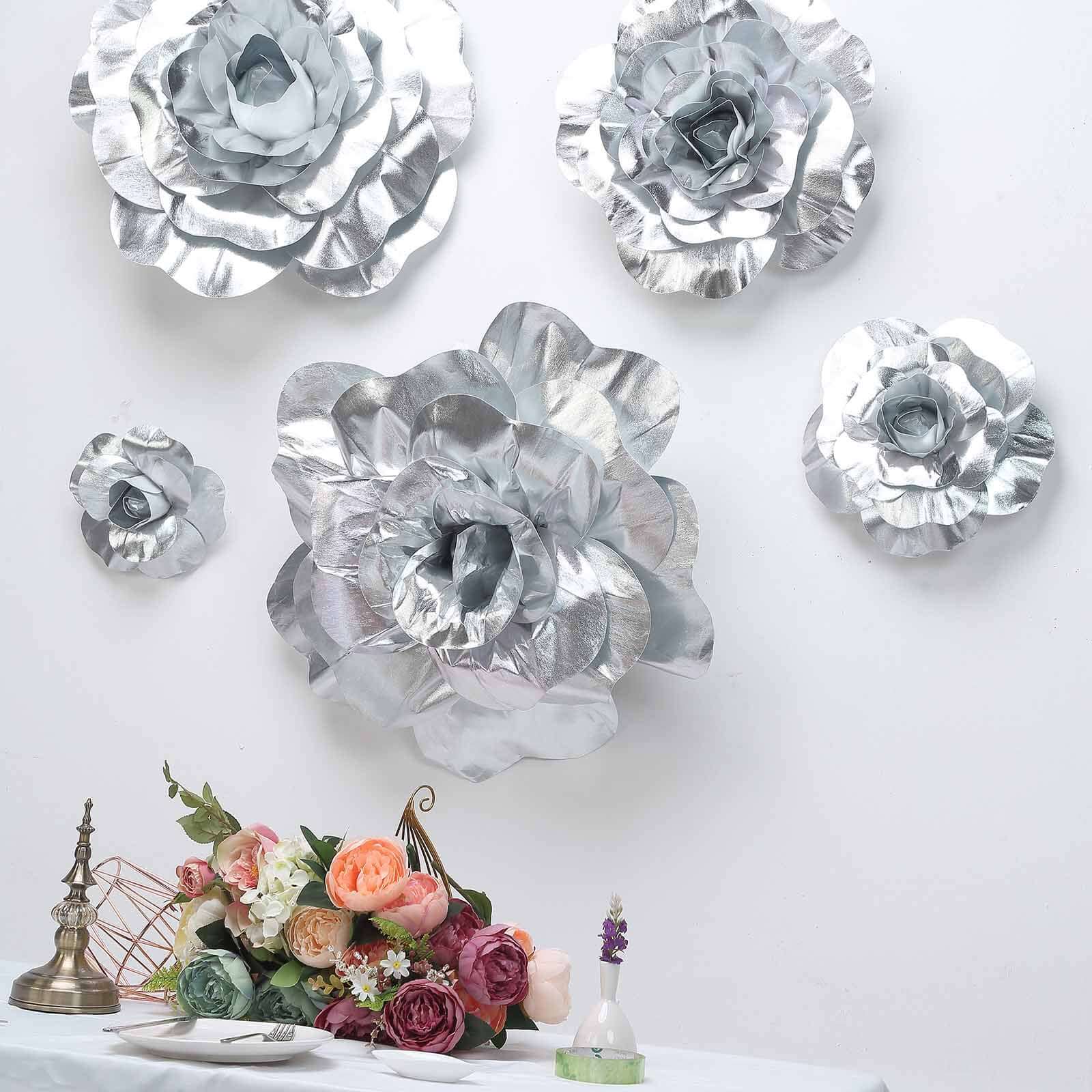 2 Pack 24 Large Silver Real Touch Artificial Foam DIY Craft Roses