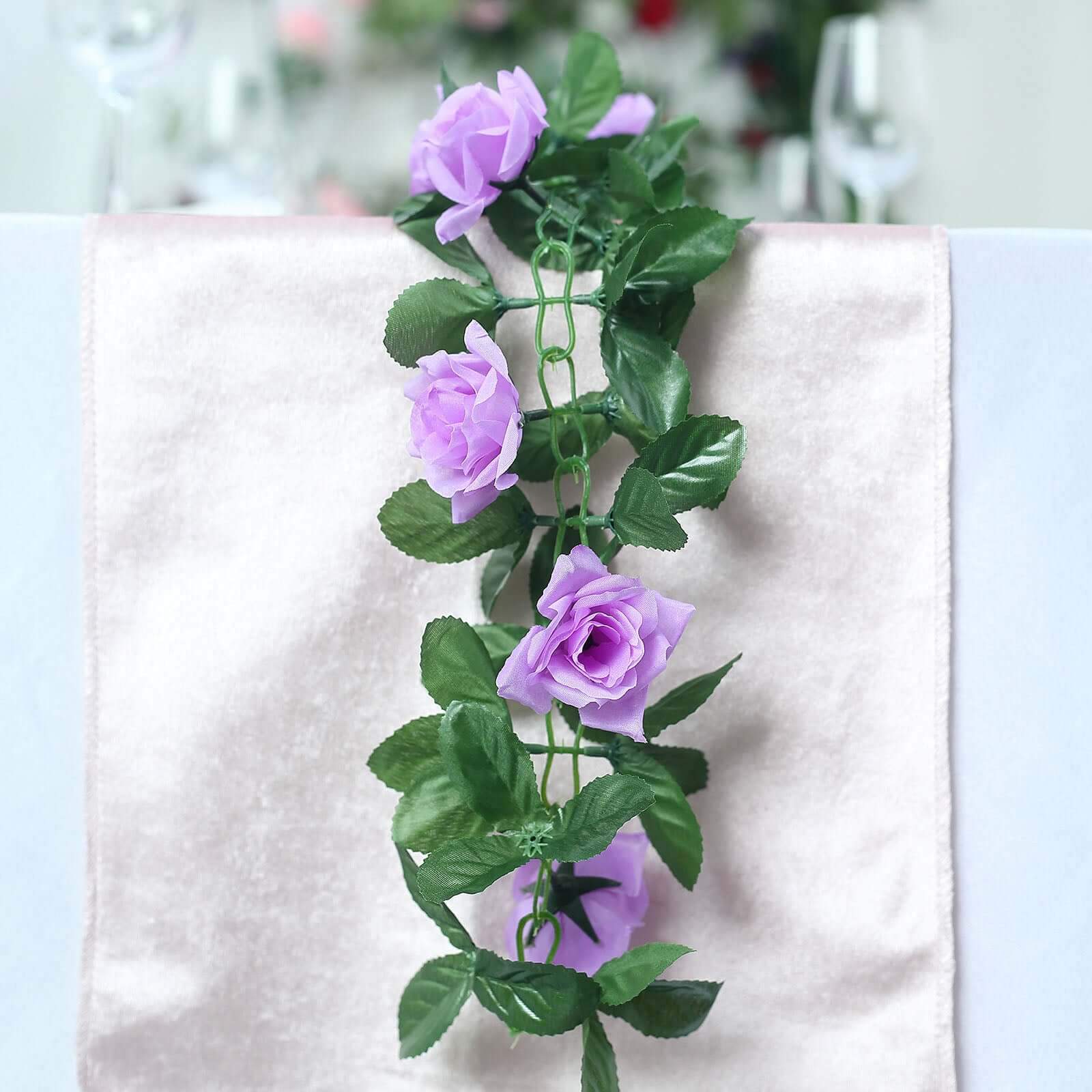 6ft Lavender Lilac Artificial Silk Rose Garland UV Protected Flower Chain