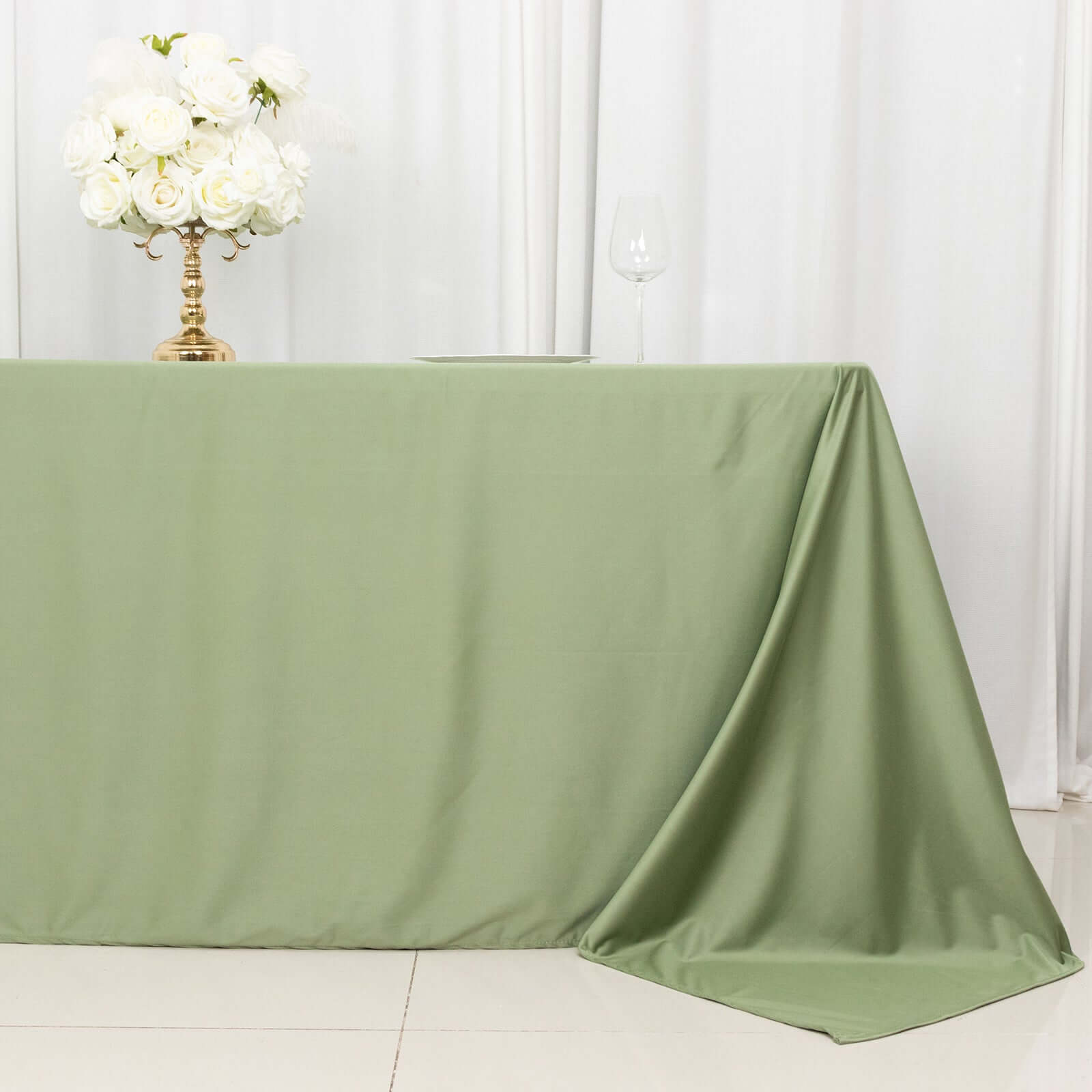 Premium Scuba Rectangular 90x132 Tablecloth Dusty Sage Green - Wrinkle Free, Stain Resistant & Seamless Table Cover