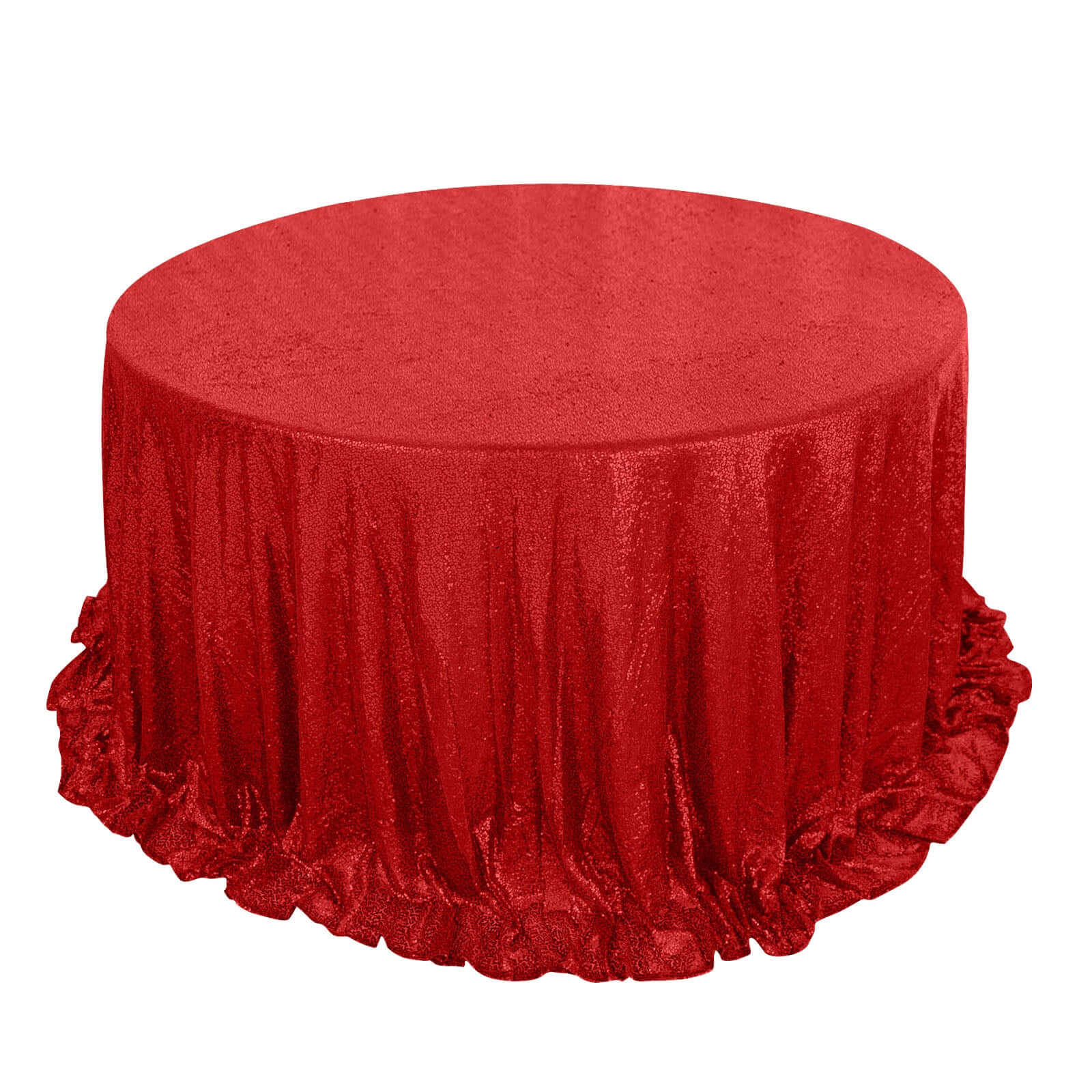 Sequin 132 Round Tablecloth Red - Seamless Dazzling Table Cover