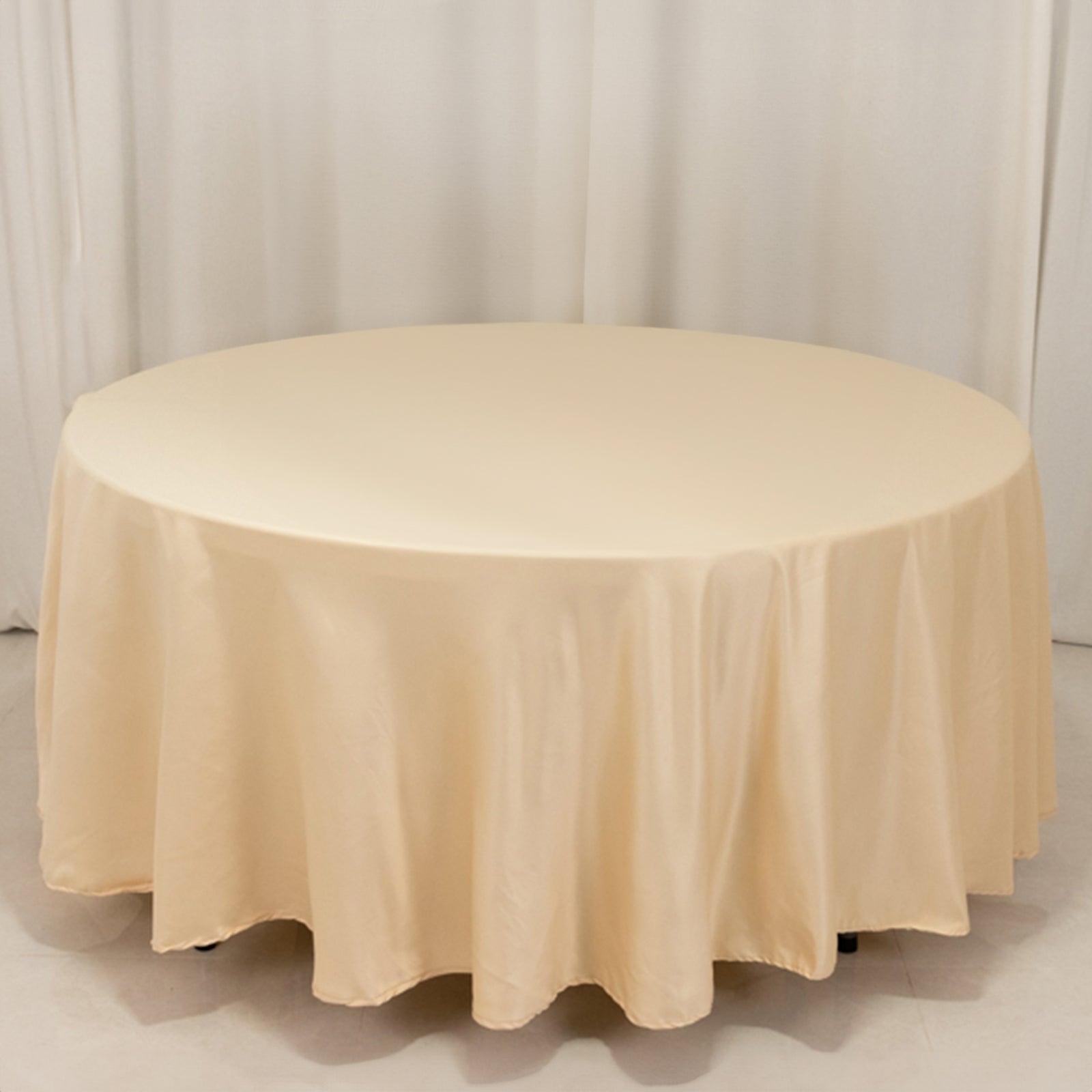 Lamour Satin 108 Round Tablecloth Beige - Durable & Silk-Like Table Cover