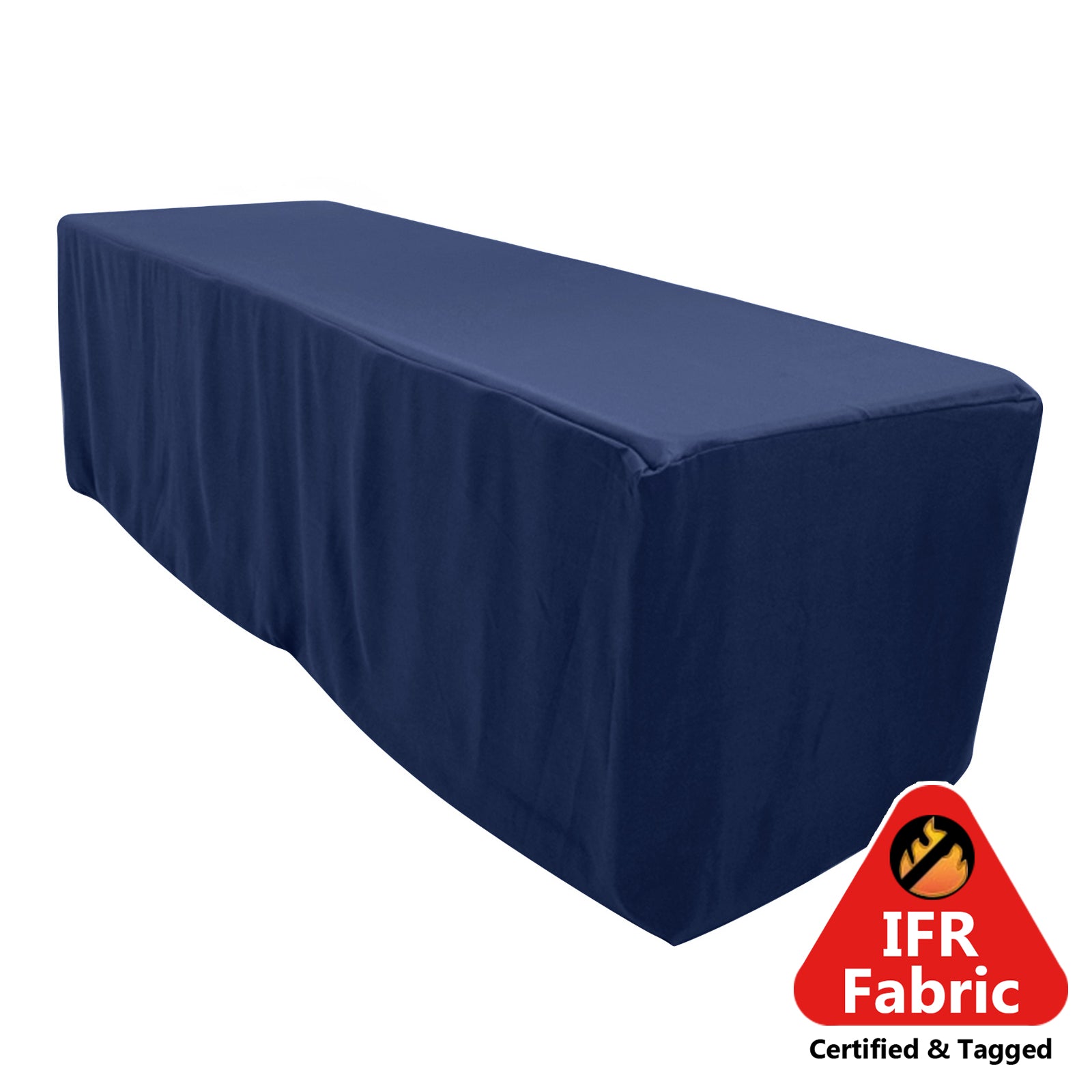 Fire Retardant Premium Polyester 8ft Rectangular Tablecloth Navy Blue Fitted High-Performance Table Cover