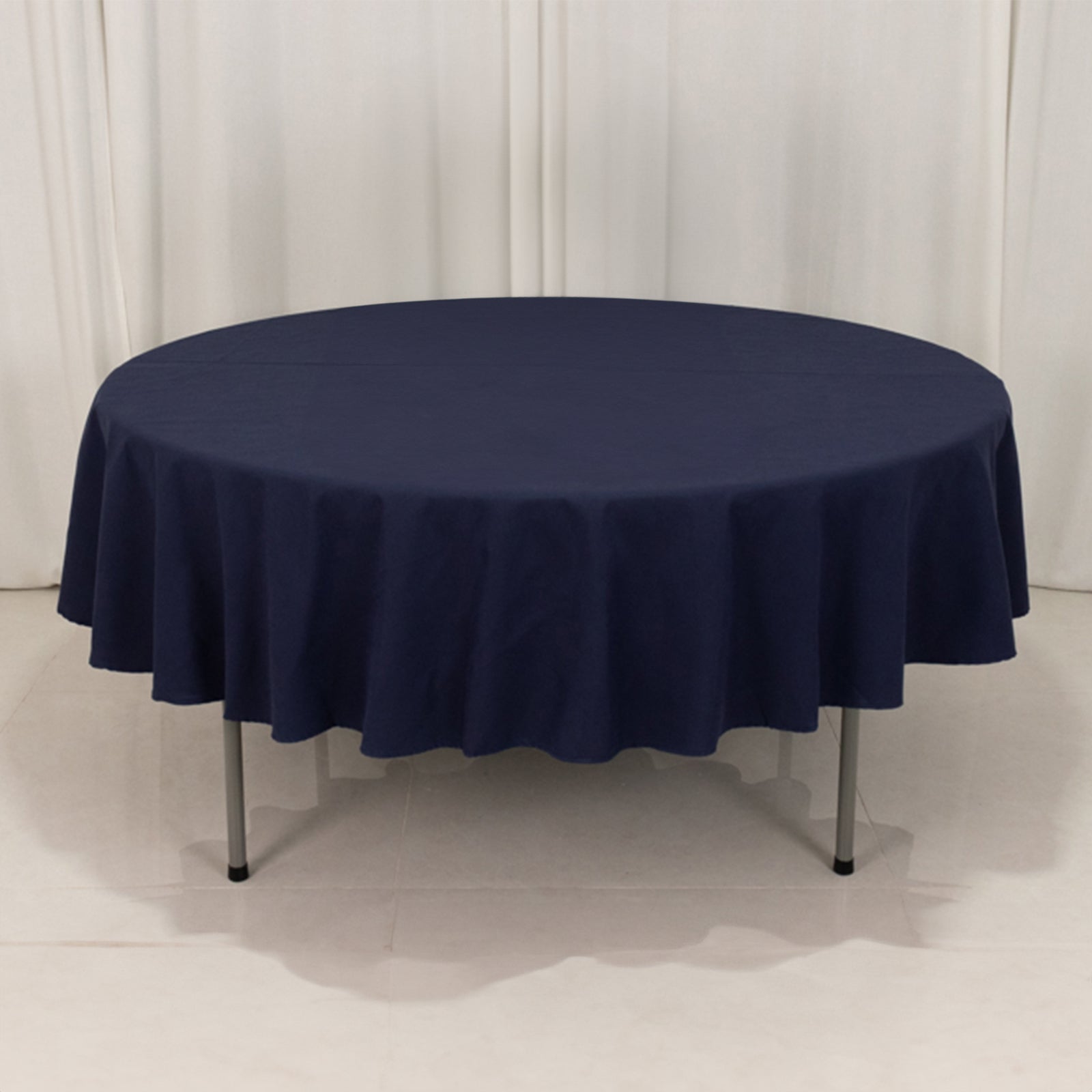 Cotton Blend 90 Round Tablecloth Navy Blue - Wrinkle-Resistant Table Cover