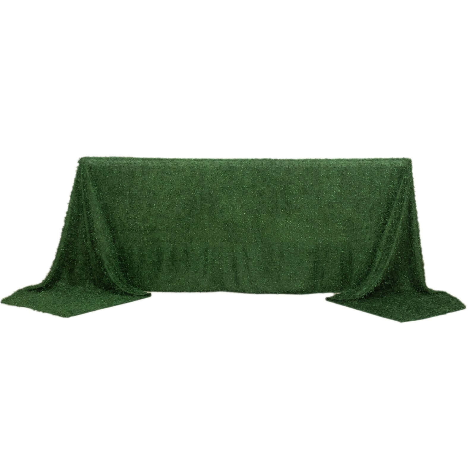 Polyester 90x156 Rectangle Tablecloth Green with Shaggy Fringe Table Cover