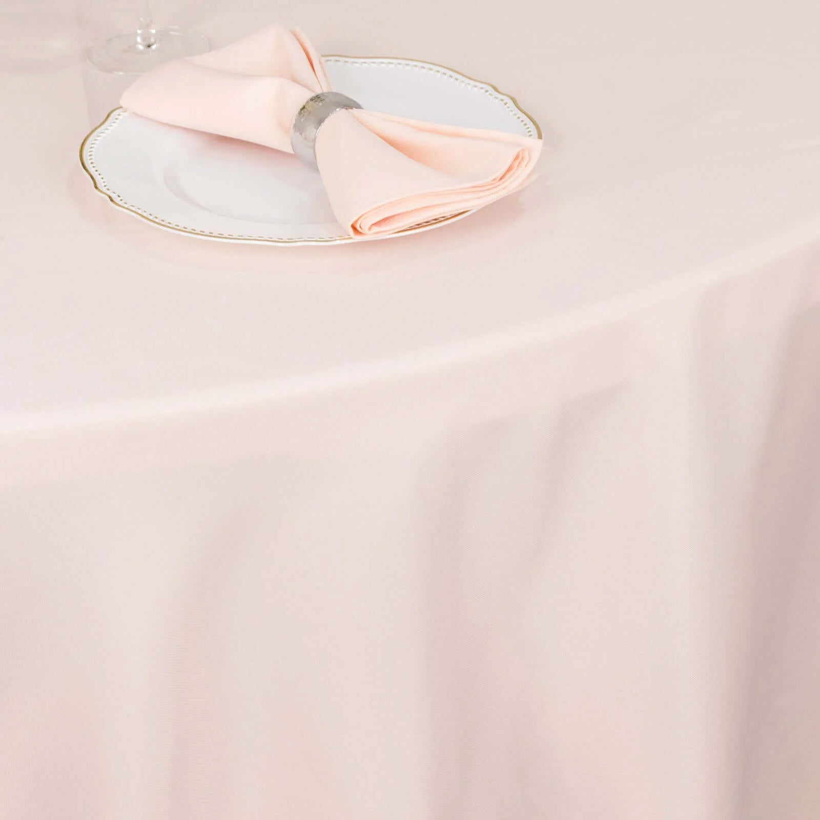 Premium Polyester 132 Round Tablecloth Blush - Seamless 220GSM Wrinkle-Resistant Table Cover