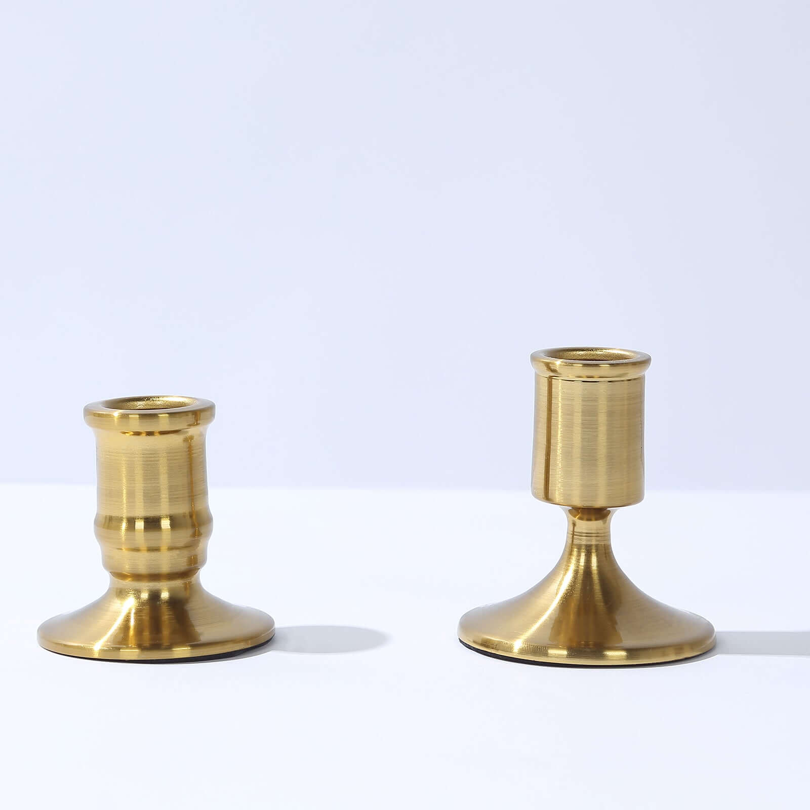 Set of 4 Metal Taper Candle Holders Vintage Gold with Sturdy Round Base - Traditional Pillar Candlestick Holders 2.5, 3