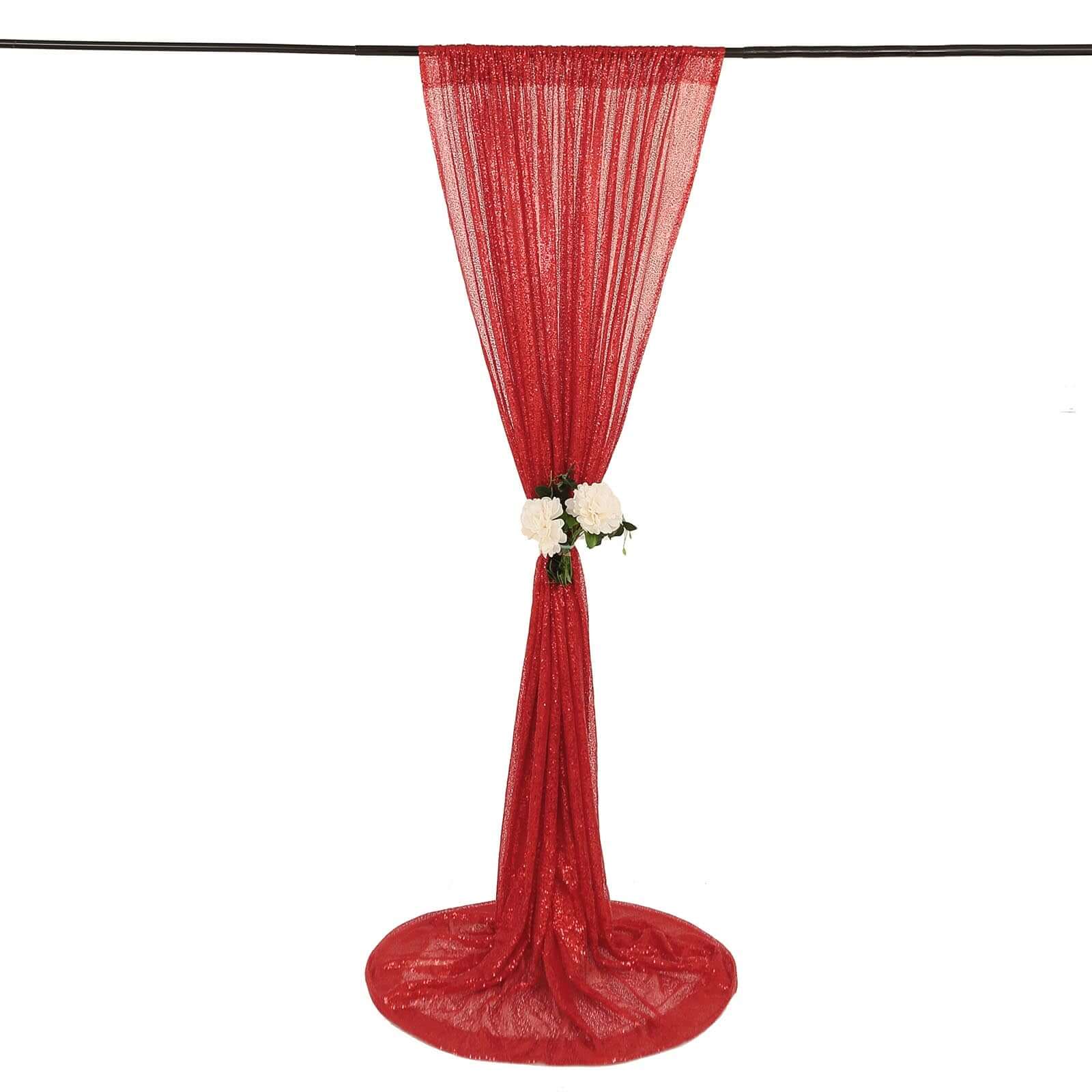 8ftx8ft Red Sequin Event Curtain Drapes, Backdrop Event Panel