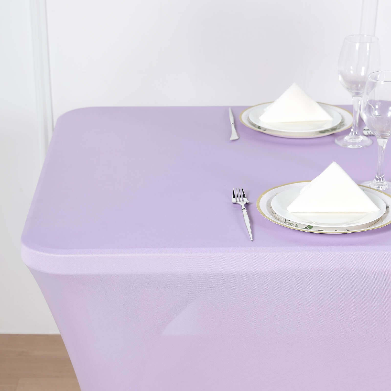 Stretch Spandex 6ft Rectangle Tablecloth Lavender Lilac - Durable Form-Fitting Table Cover