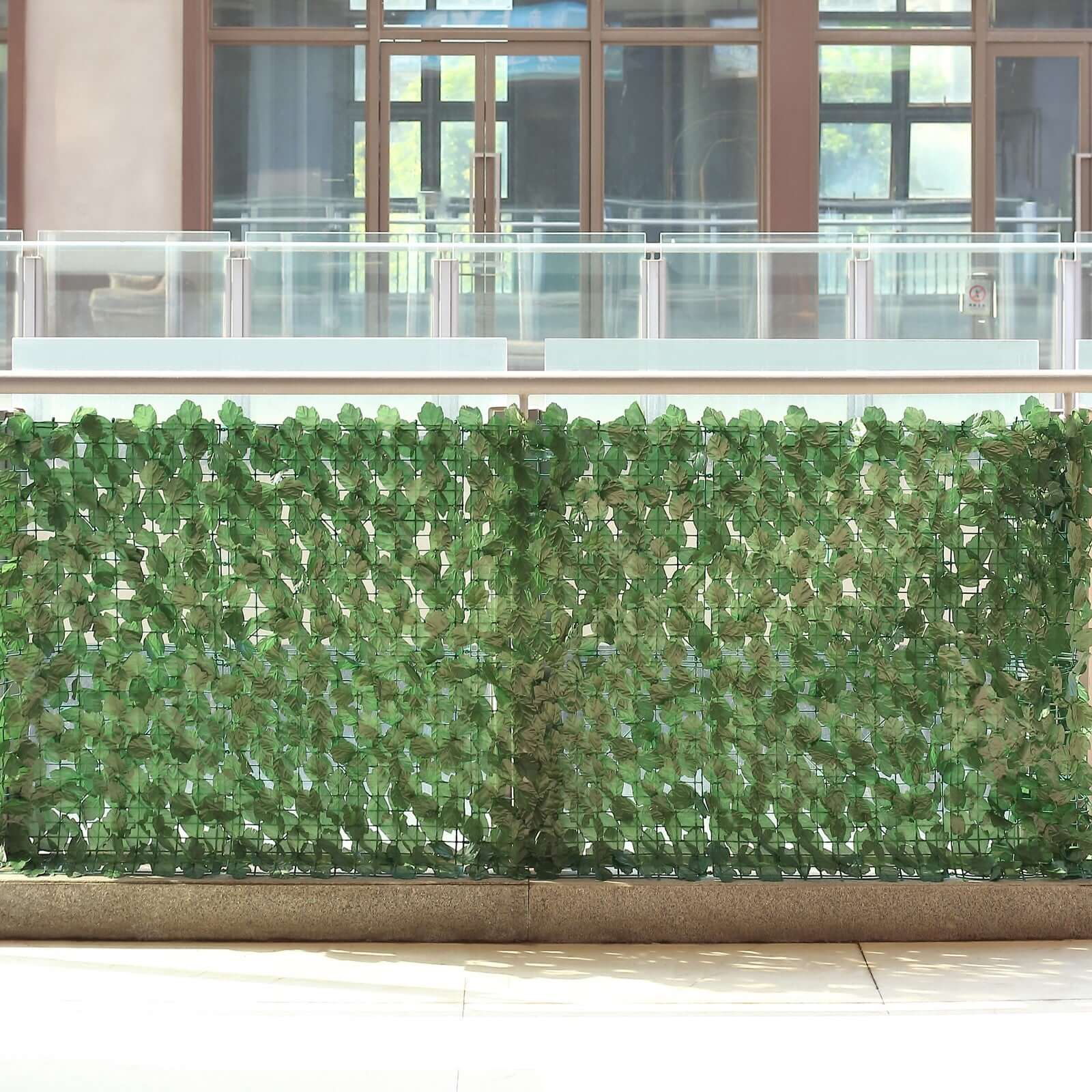 12 Pack Dark Green Artificial Ivy Hedge Privacy Screen Fence Wall Panel, Faux Leaf Greenery Backdrop Garden Decor - 32 Sq. ft.