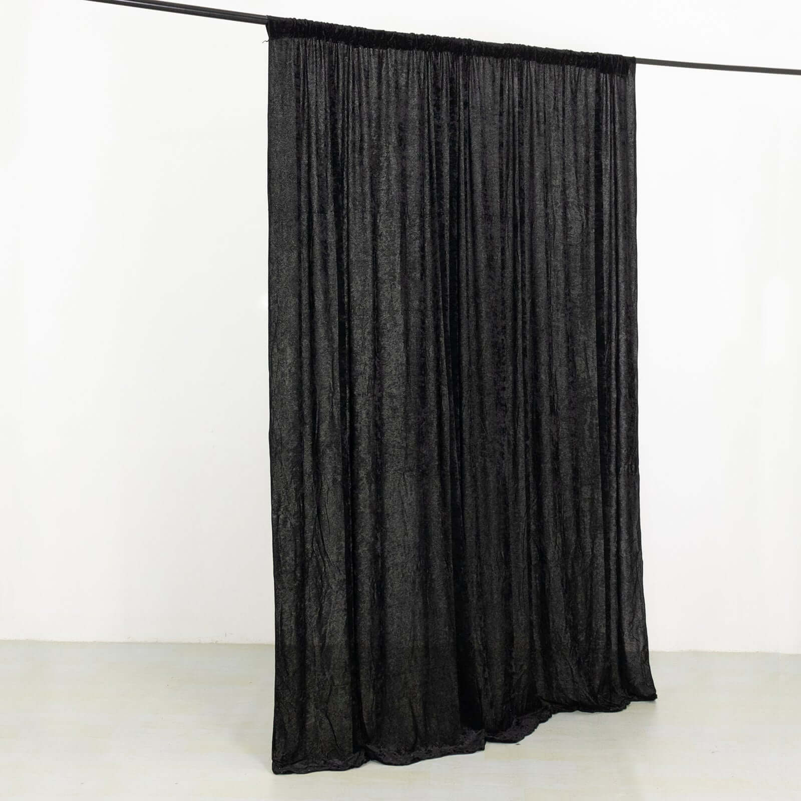 8ftx8ft Black Premium Smooth Velvet Event Curtain Drapes, Privacy Backdrop Event Panel with Rod Pocket