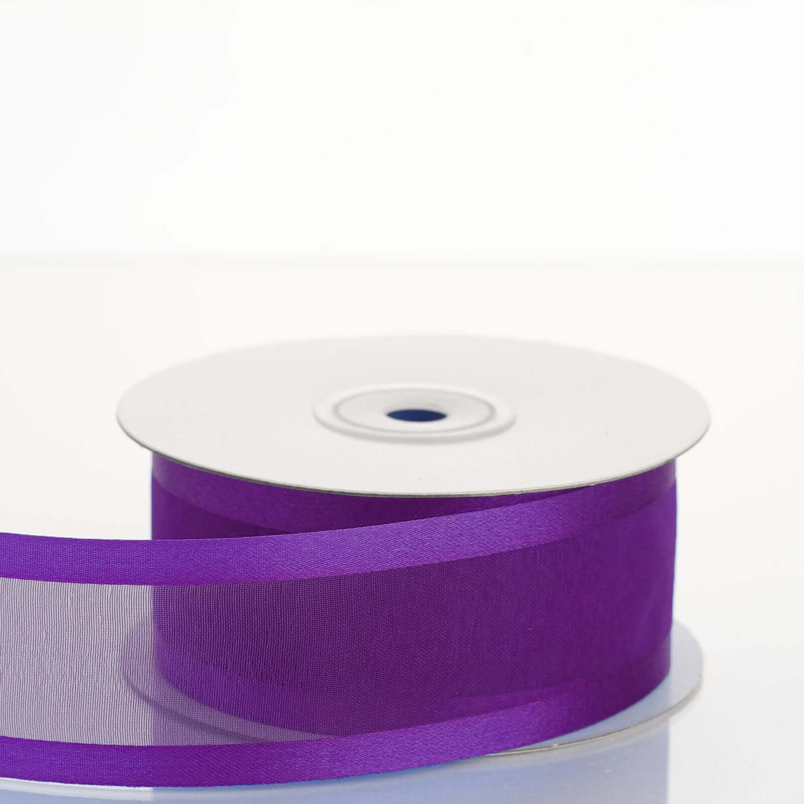 25 Yards 1.5 Purple Sheer Organza Ribbon With Satin Edges