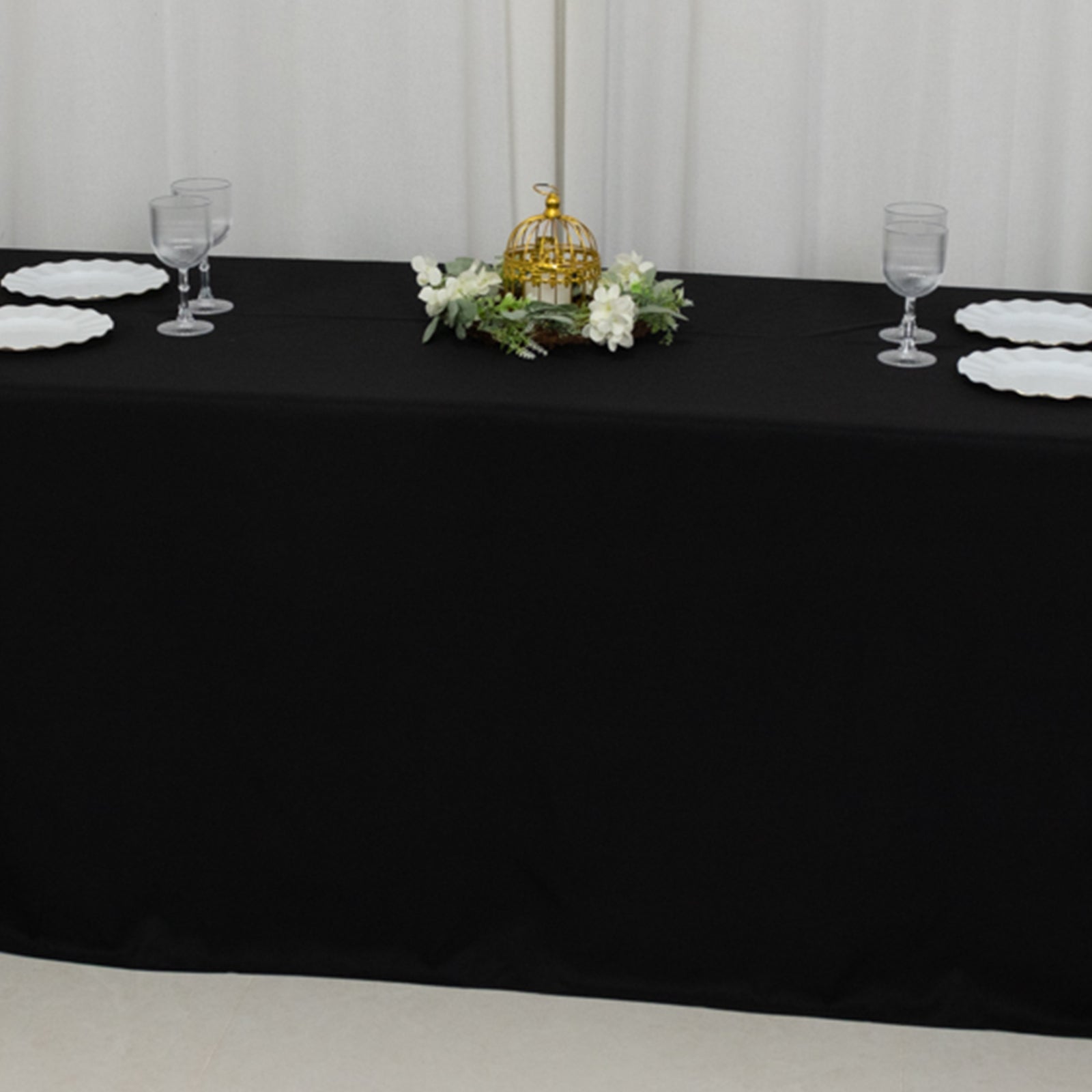 Fire Retardant Premium Polyester 90x156 Rectangular Tablecloth Black - High-Performance Seamless Table Cover