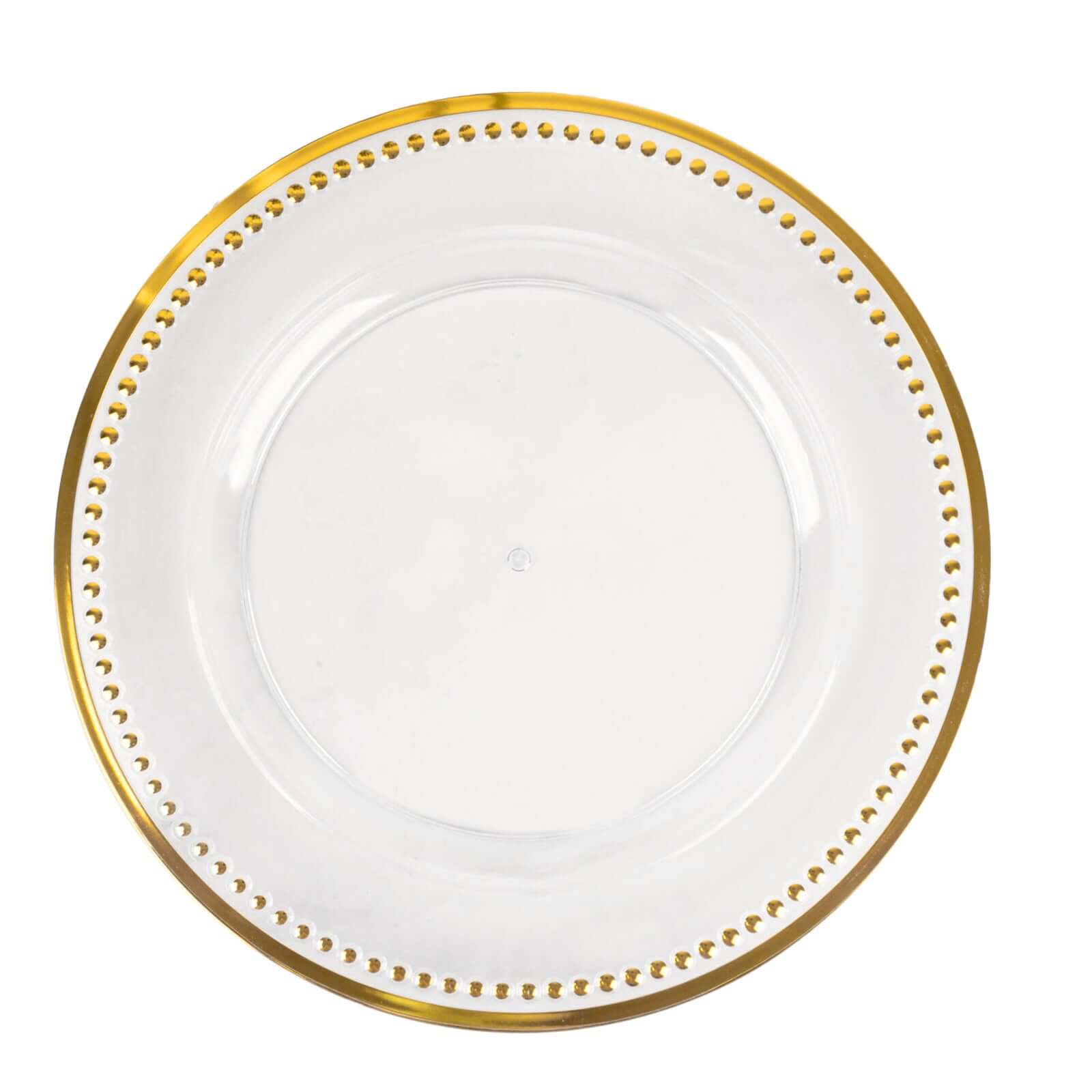 6-Pack Acrylic Round Charger Plates 13 in Clear with Gold Beaded Rim, Dinner Charger Event Tabletop Decor