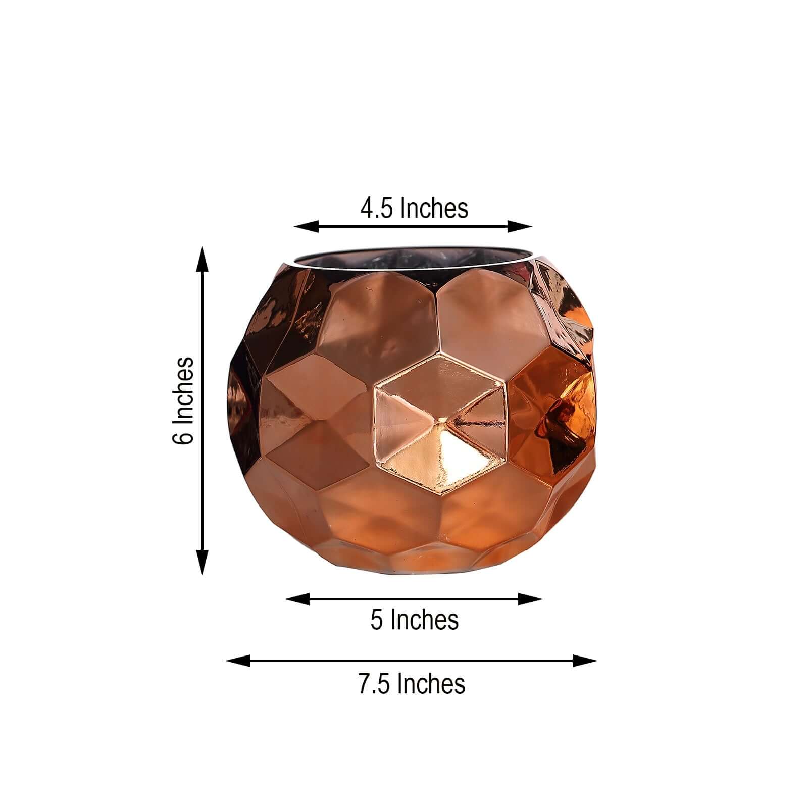 2-Pack Mercury Glass Vases Honeycomb Design Rose Gold - Stylish Geometric Wedding Centerpieces 6