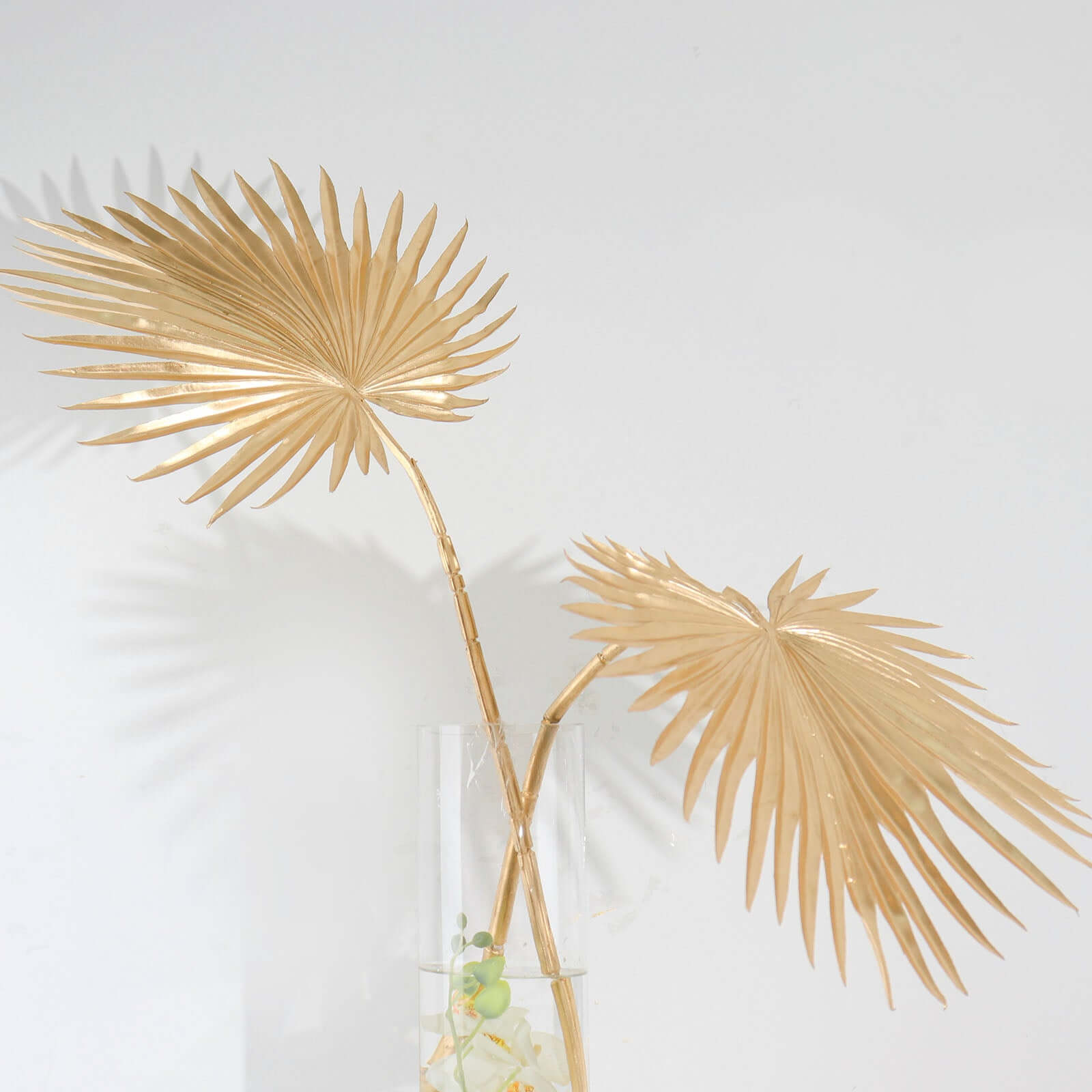 2-Pack Artificial Palm Leaf Stems Metallic Gold - Glam Tropical Faux Plant Vase Filler Floral Backdrop Table Decor 34