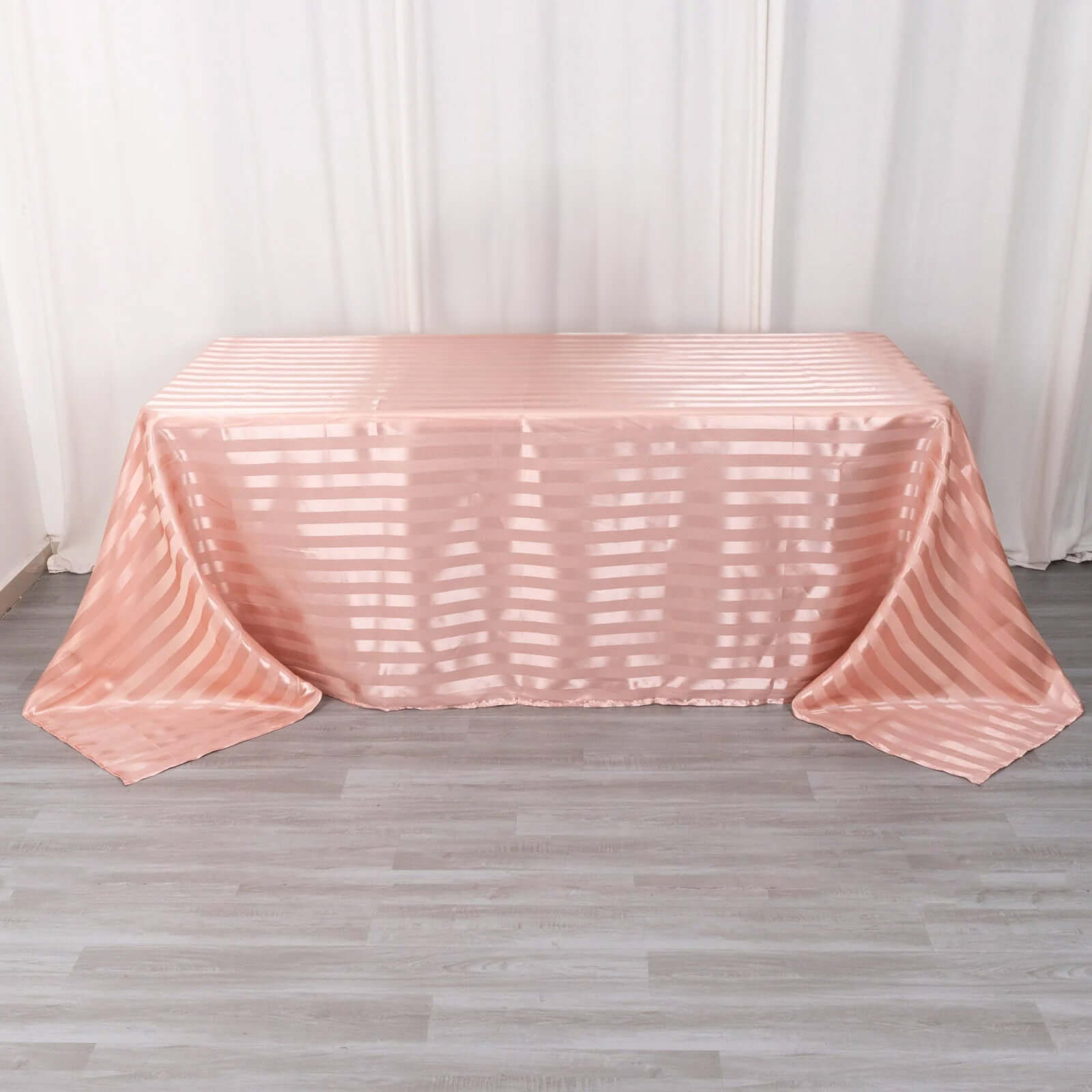 Satin Striped 90x132 Rectangular Tablecloth Dusty Rose Satin Stripe - Seamless Silky Smooth Table Cover