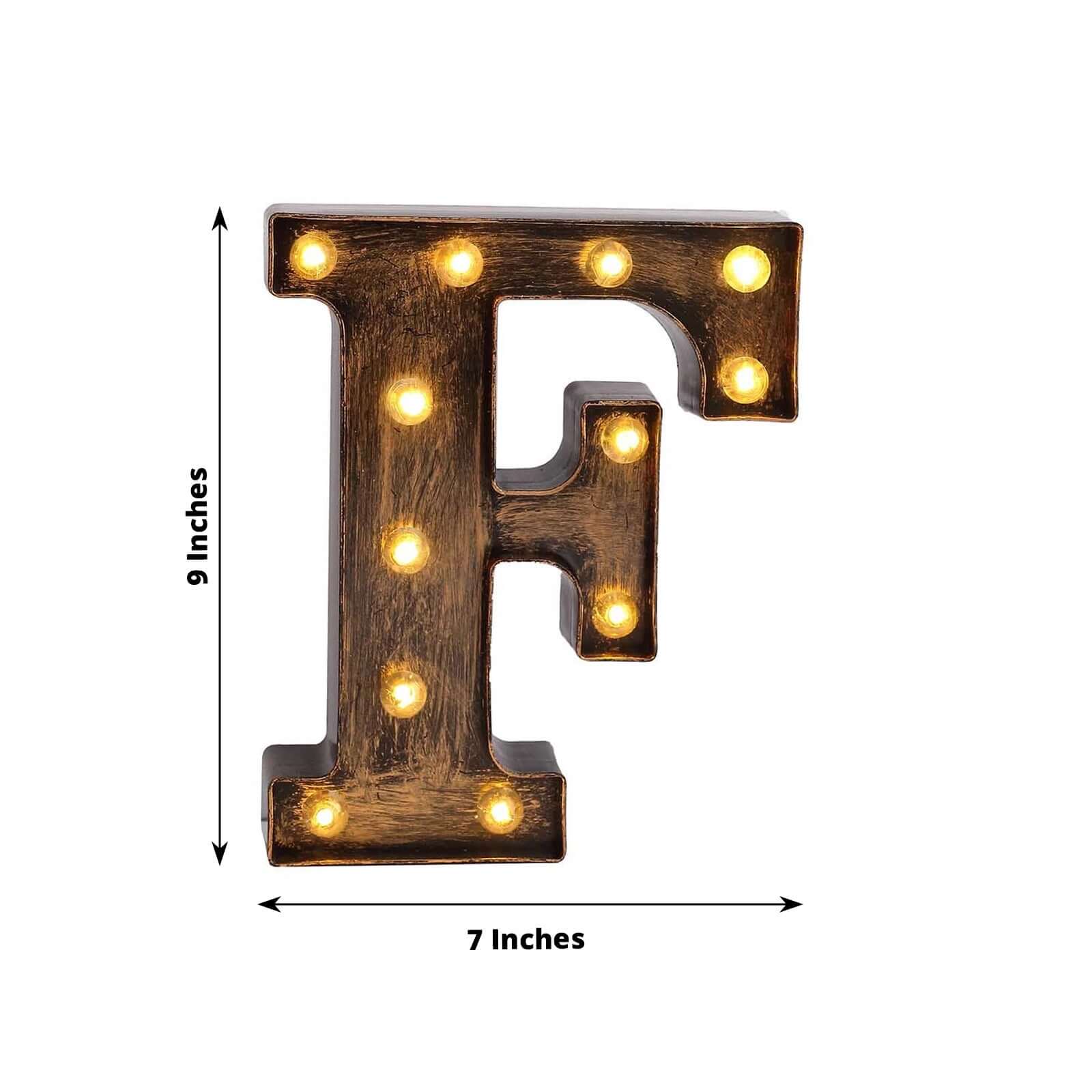 LED Marquee Letter F Industrial Style Antique Black - Light-Up Alphabet Sign for Weddings & Displays 9