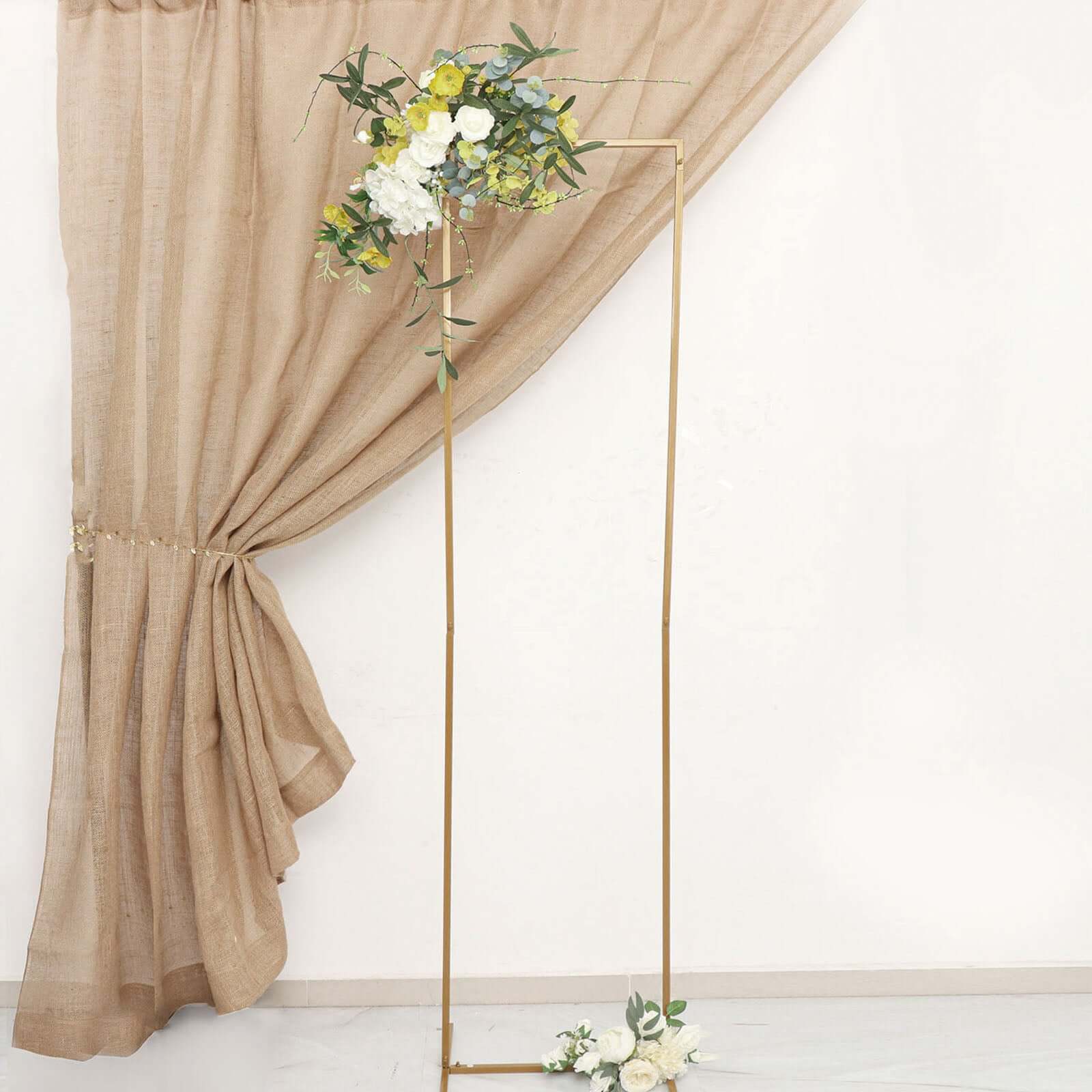 8ftx8ft Natural Farmhouse Style Jute Event Curtain Drapes, Rustic Burlap Backdrop Event Panel