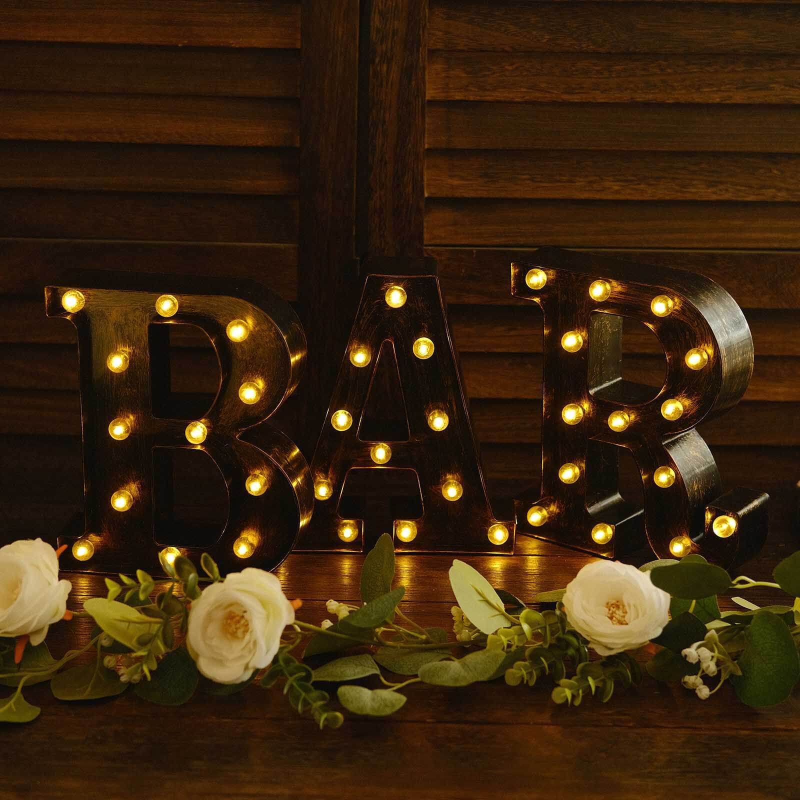 LED Marquee Letter A Industrial Style Antique Black - Light-Up Alphabet Sign for Weddings & Displays 9