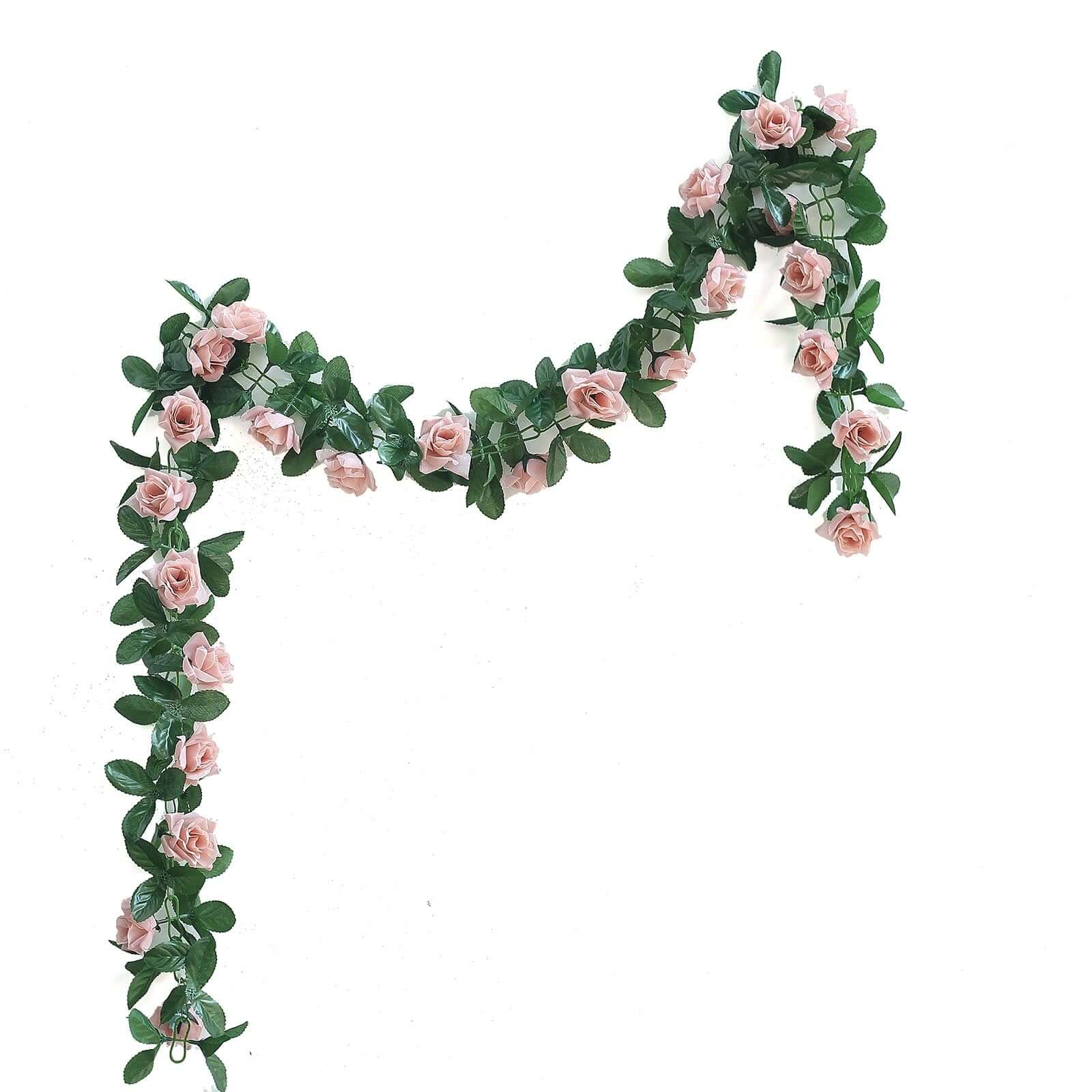 6ft Dusty Rose Artificial Silk Rose Garland UV Protected Flower Chain