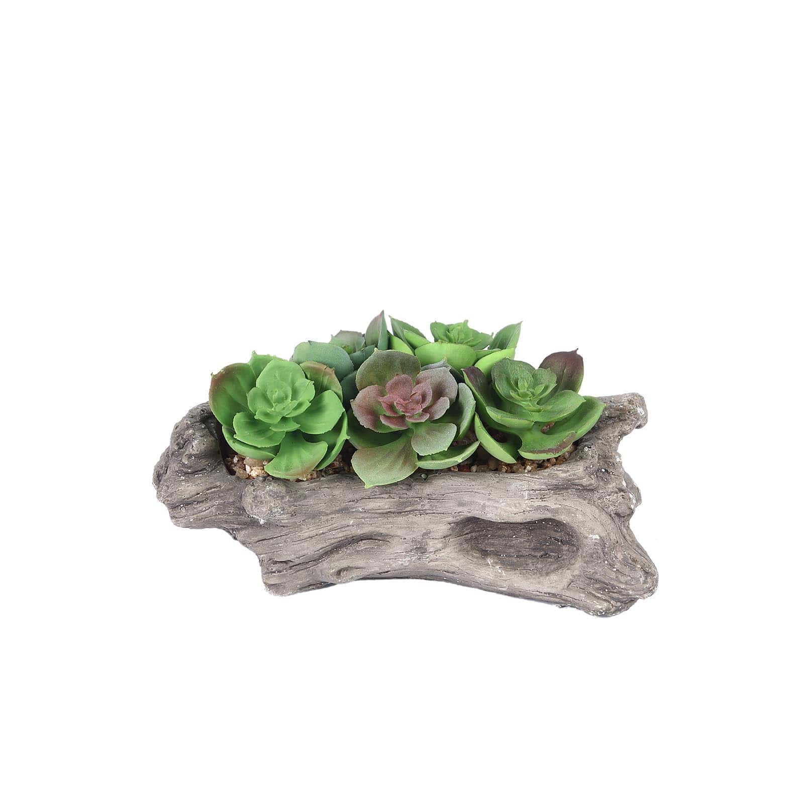 Perle Von Nurnberg Artificial Succulents Arrangements in 7 Log Planter - Lifelike Faux Plant for Stylish Home Bathroom Tabletop Indoor Outdoor Greenery Decor