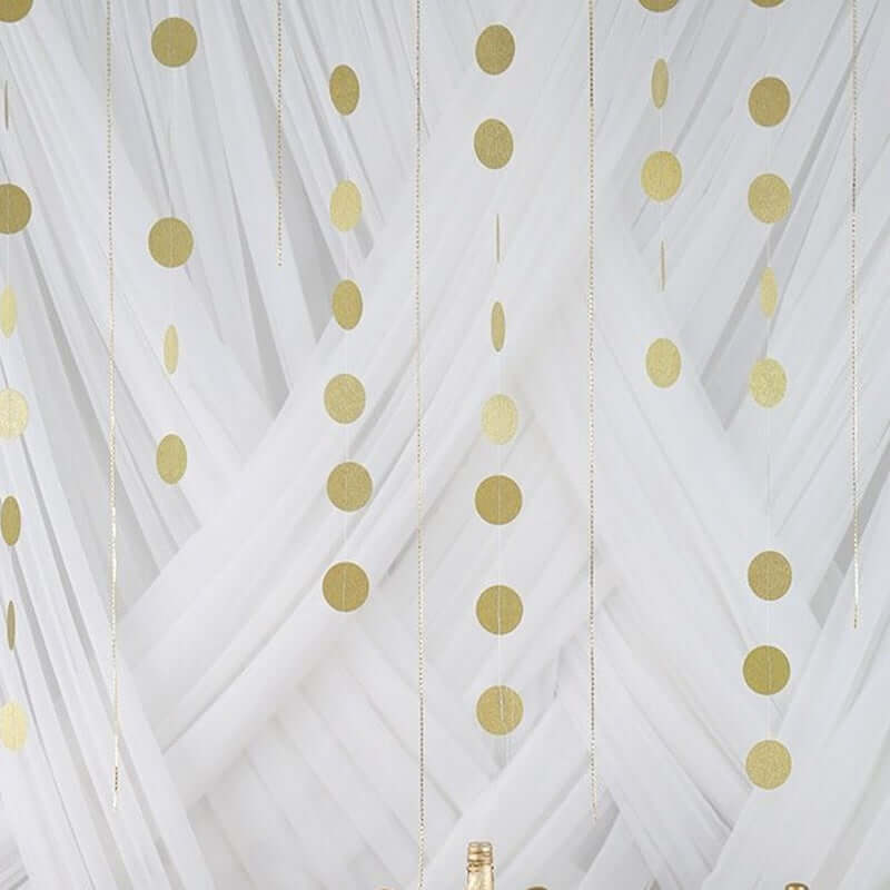 3 Pack 7.5ft Gold Circle Dot Party Paper Garland Banner, Hanging Backdrop Streamer