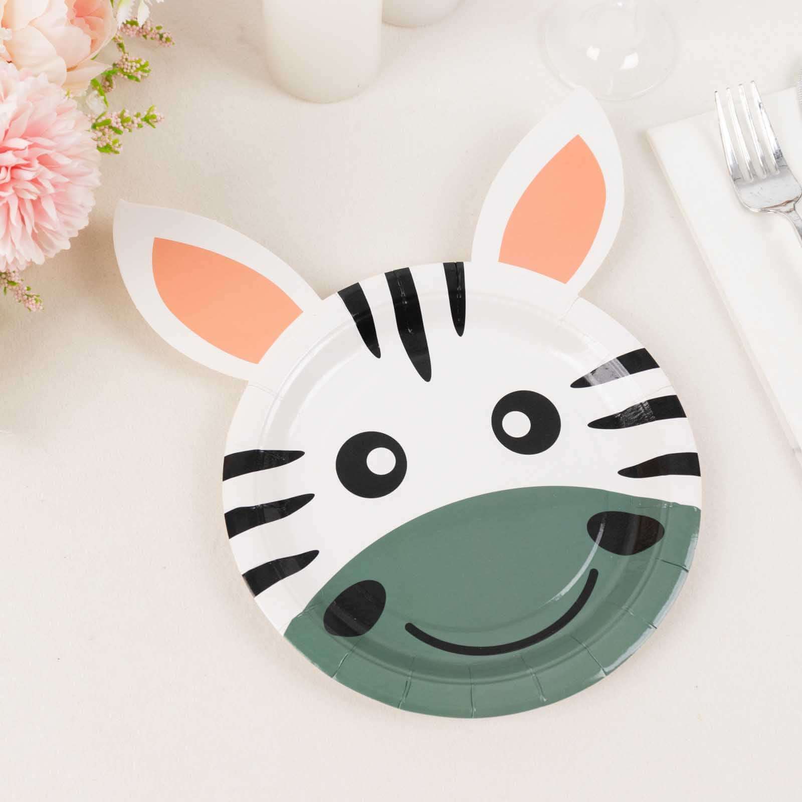 Set of 25 Paper 7 Round Plates Assorted Animal Print - Durable 300GSM Disposable Wildlife Jungle-Inspired Appetizer Dessert Party Plates for Themed Events