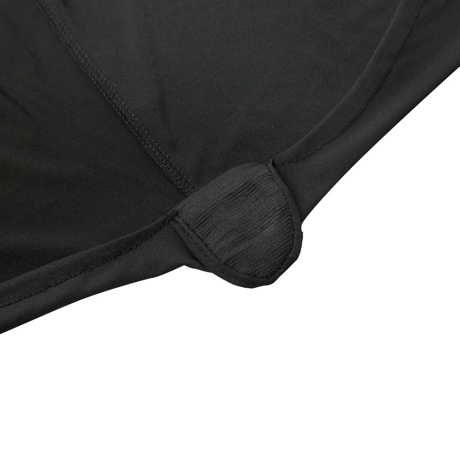 Stretch Spandex 72x30 Rectangular Table Cover Black with Curved Open Back Design Tailored Professional Look