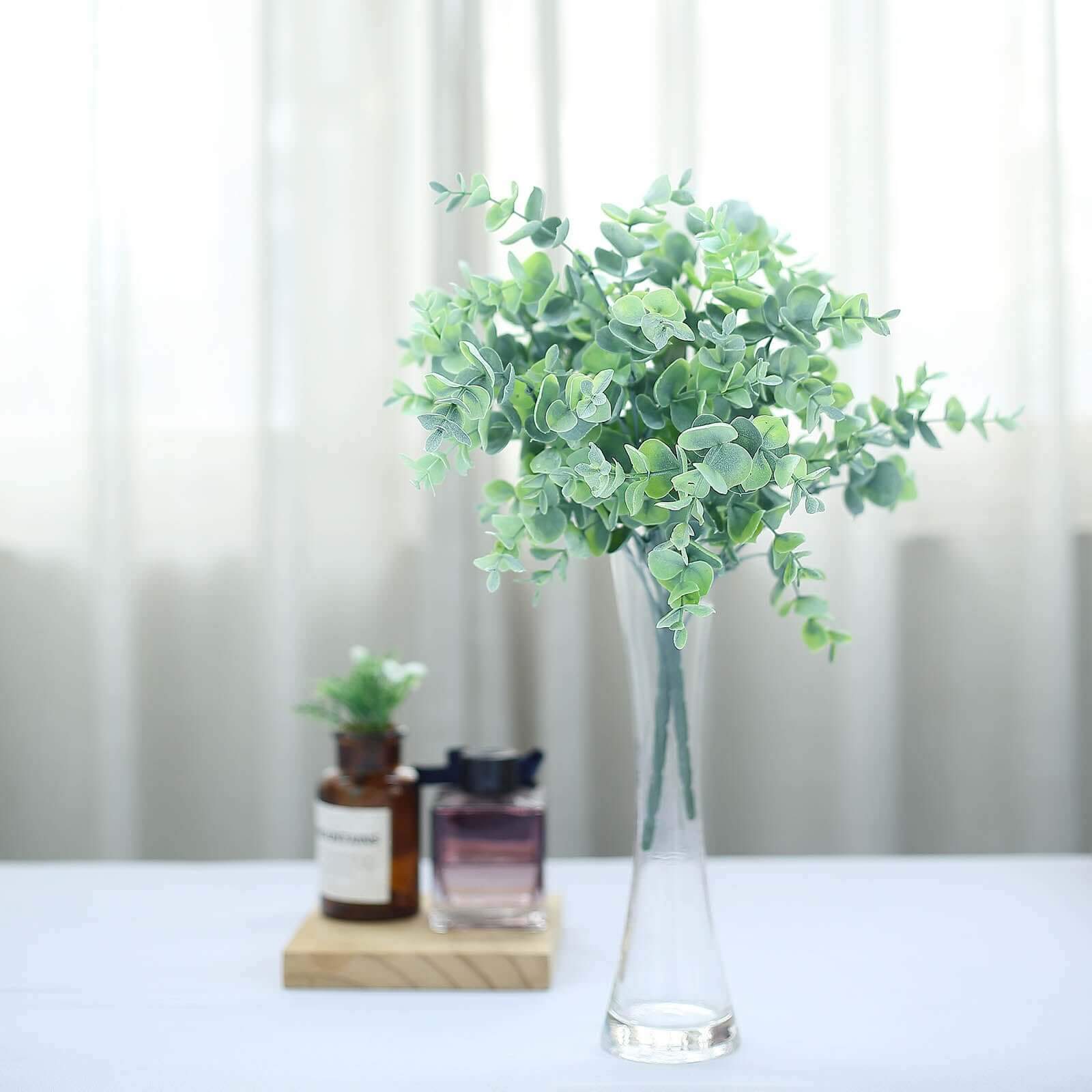 3 Bushes 14 Artificial Eucalyptus Branches, Greenery Bouquet Plants