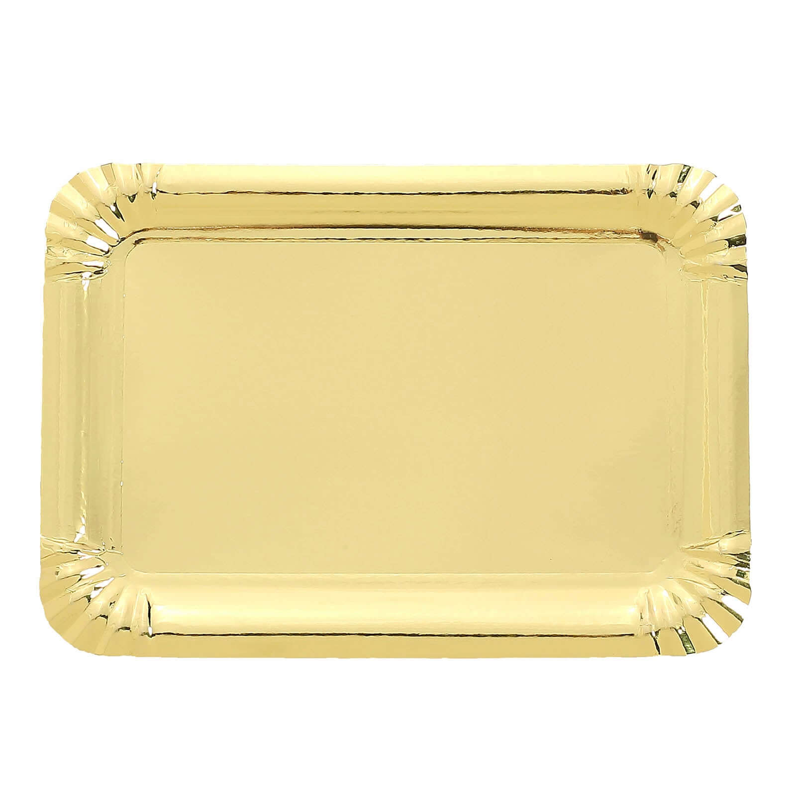 10-Pack Paper 9 Rectangle Serving Trays Metallic Gold - Durable Disposable 400GSM Cardboard Party Platters With Designer Edges for Festive Celebrations